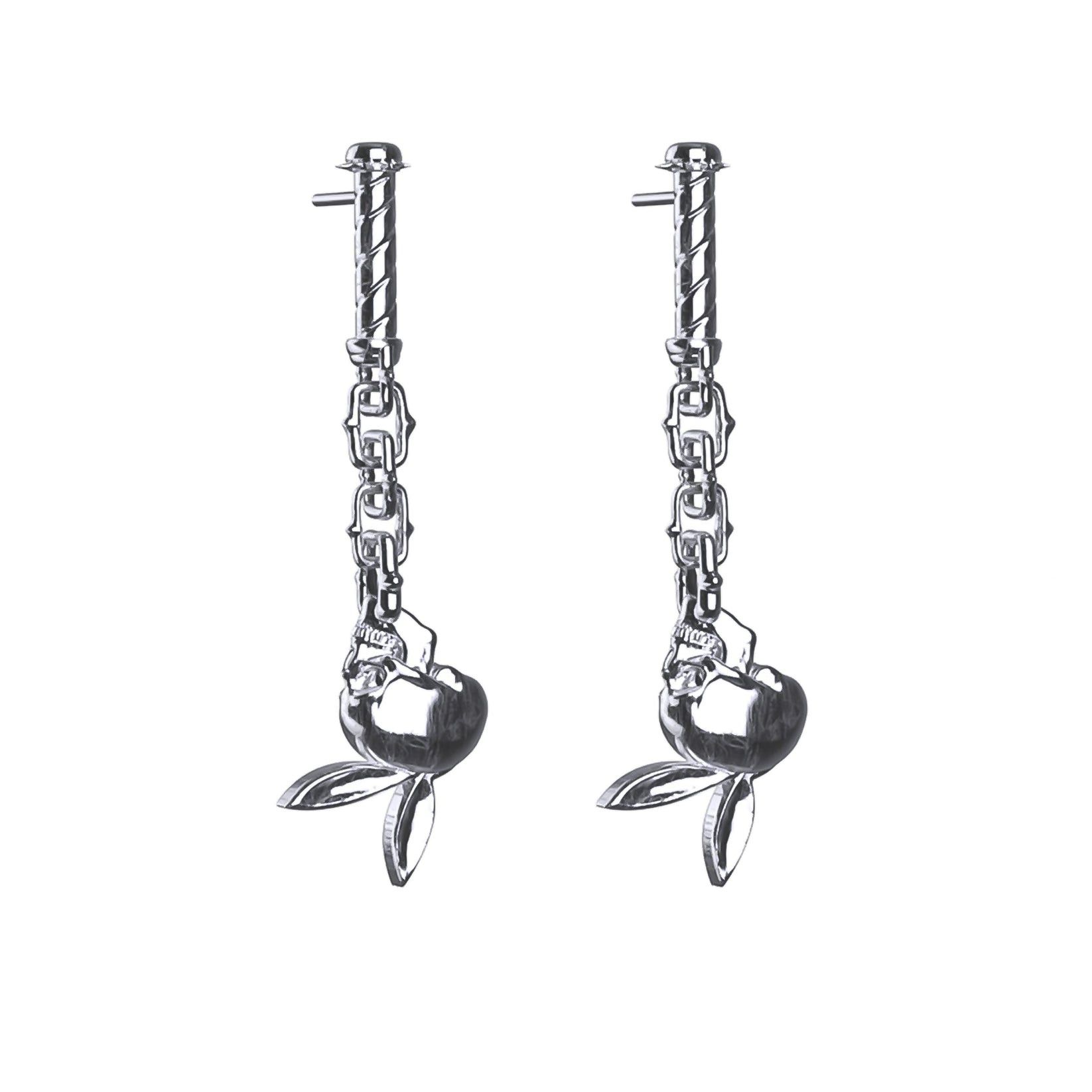 Jewelry Hard Jewelry Skullboy Dangle Earrings Pair Sterling Silver Size ONE SIZE - 1 Thumbnail