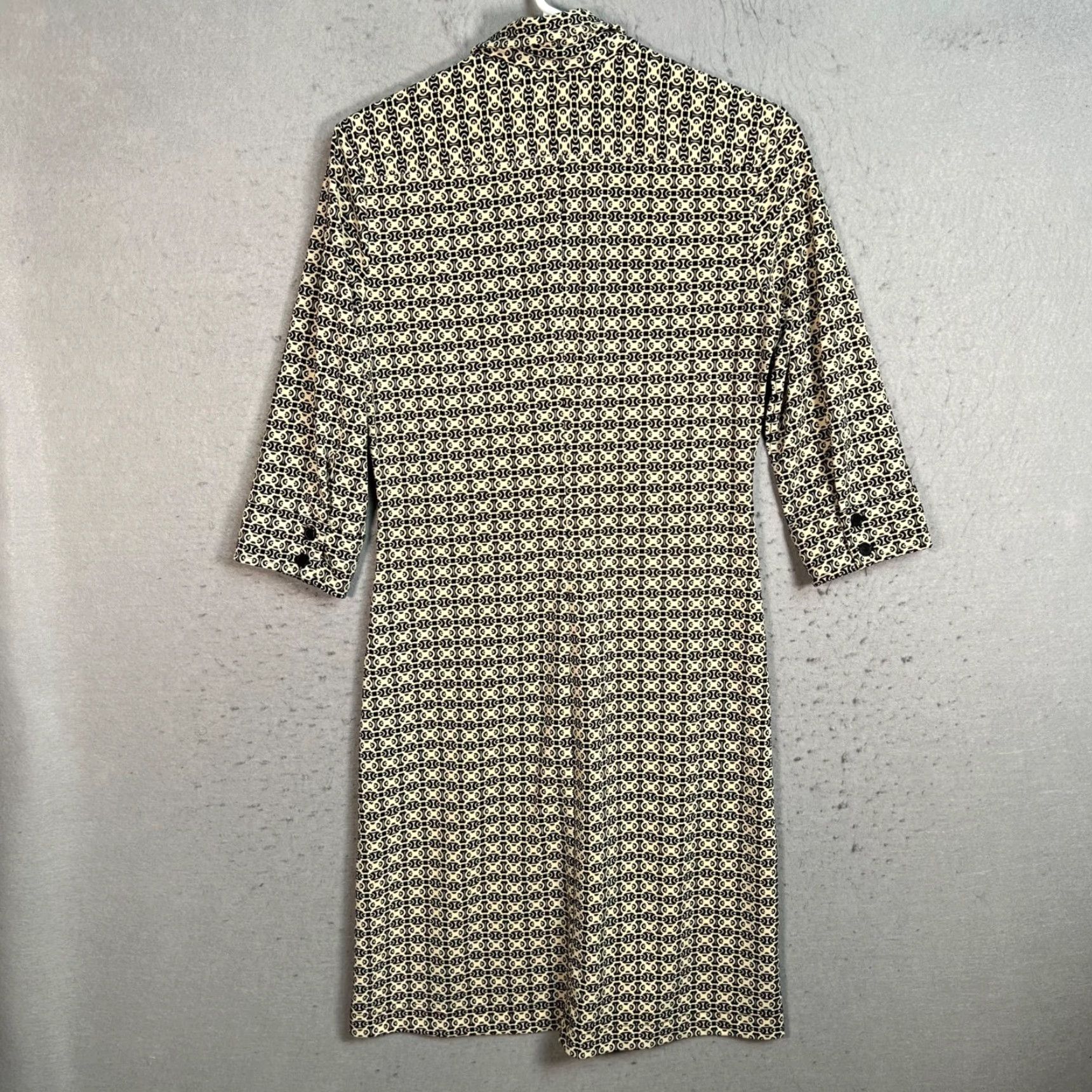 Express Express Womens Shirt Dress 3/4 Sleeve Black Cream Geometric Button-Down Knee Length A-Line Vintage 3/4 Size Size XS / US 0-2 / IT 36-38 - 2 Thumbnail