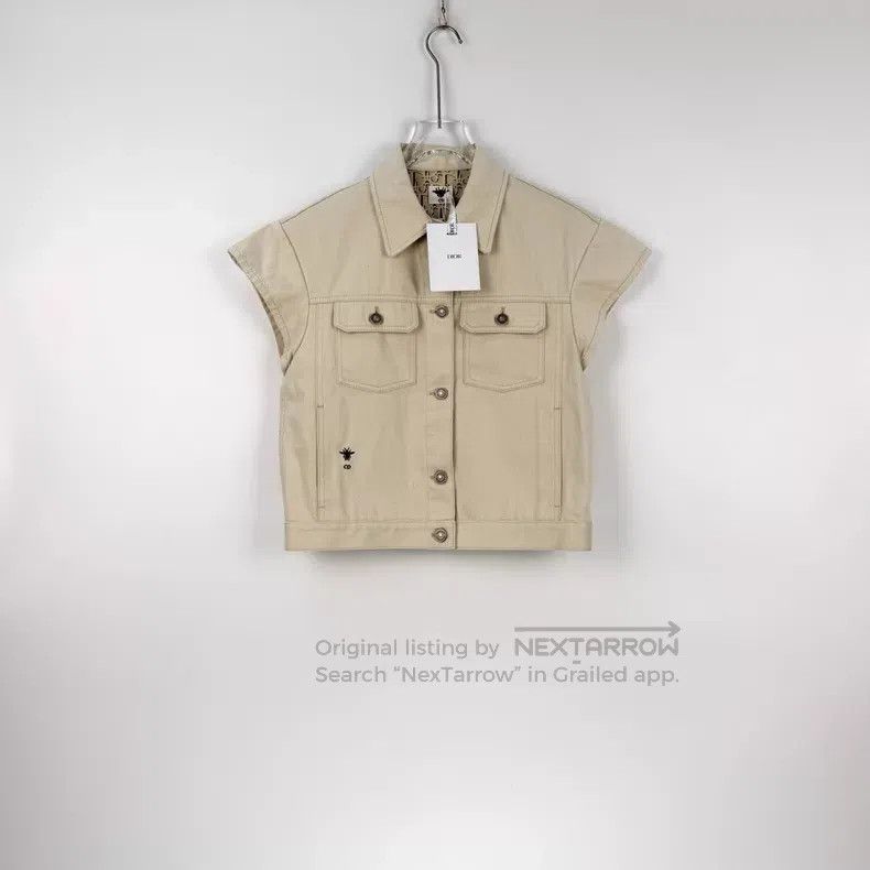 Dior Dior Beige embroidered bee denim cotton vest jacket Size XS / US 0-2 / IT 36-38 - 3 Thumbnail
