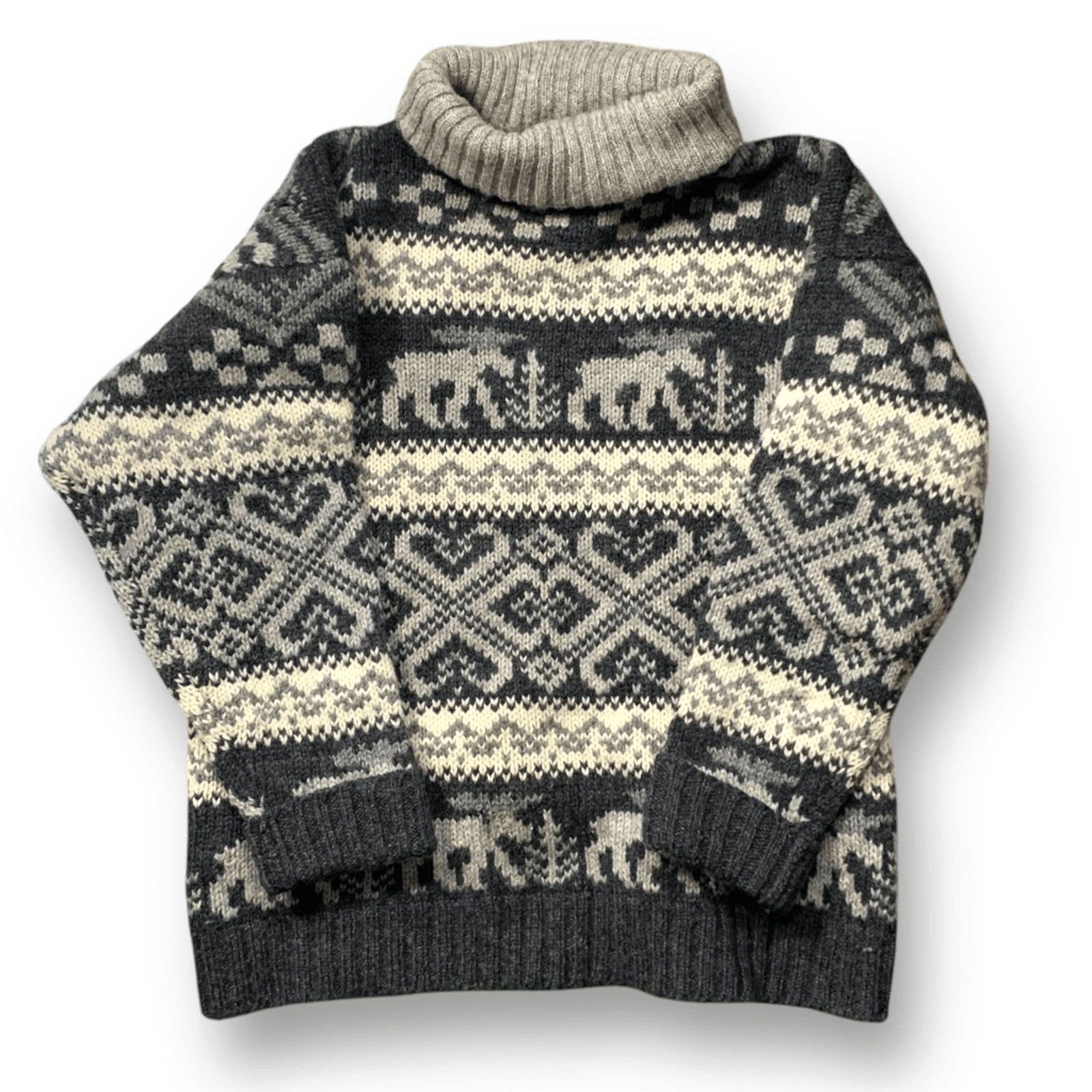 Eddie Bauer Vintage 90s Eddie Bauer Gray Wool Moose Nordic Fair Isle Size M / US 6-8 / IT 42-44 - 5 Thumbnail