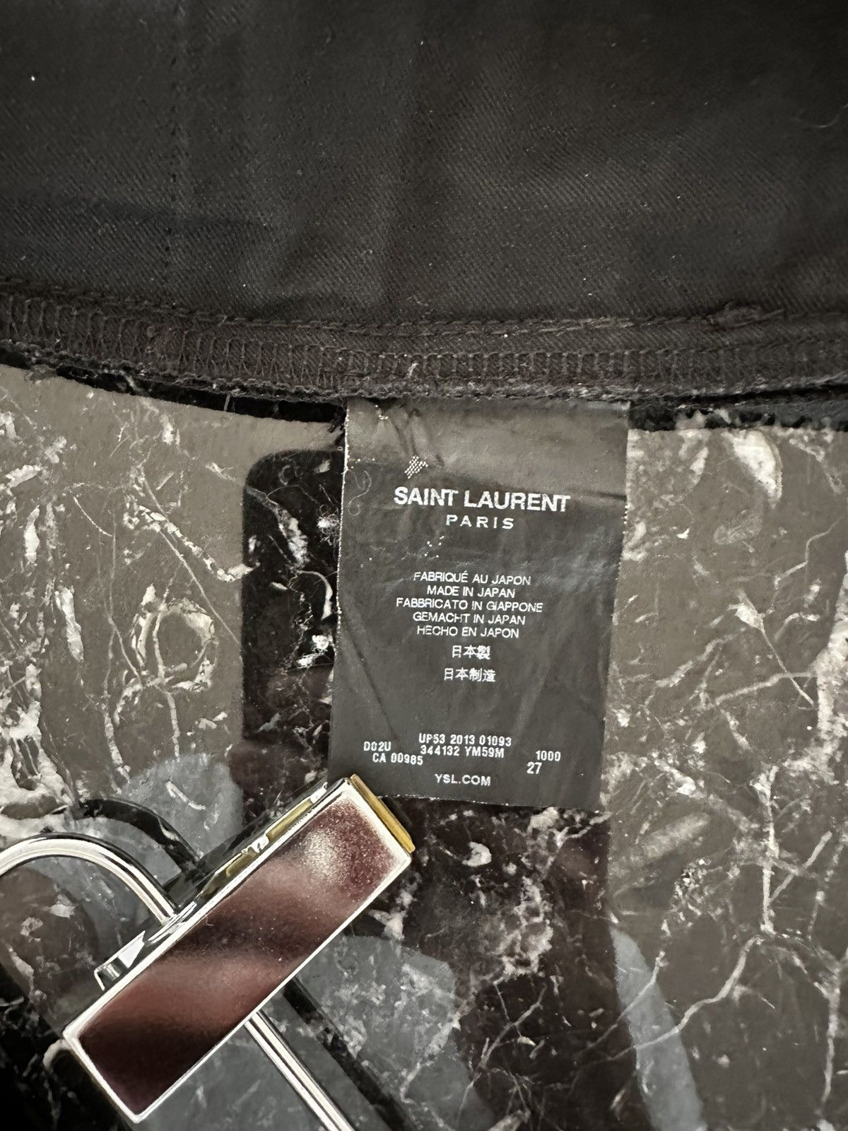 Saint Laurent Paris SS14 D05 Black Raw Denim High Waisted Skinny Jeans Size US 27 - 13 Thumbnail