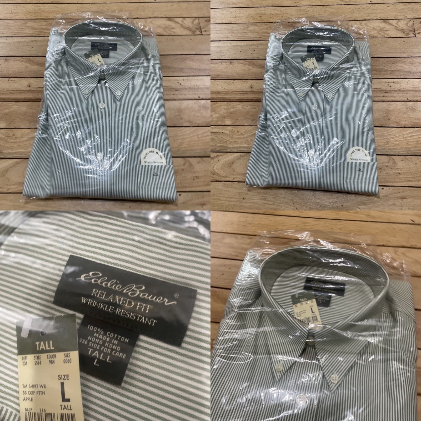 Eddie Bauer VINTAGE Eddie Bauer Button-Up Shirt Mens LT Green Stripe 90s Deadstock Twill Pocket N/A NOS Size US L / EU 52-54 / 3 - 8 Thumbnail