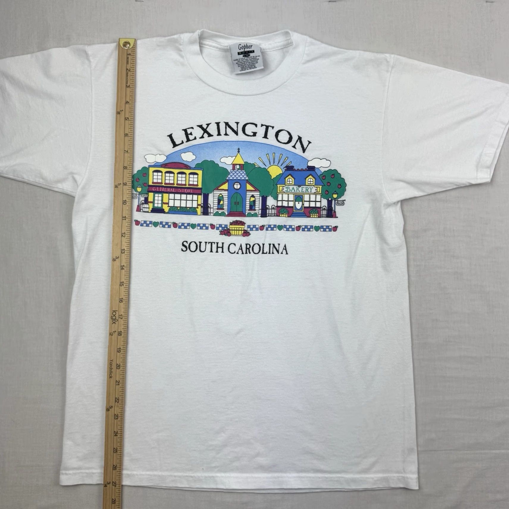 Vintage VINTAGE Gopher T Shirt Men's White Crew Neck Short Sleeve Cotton Polyester Cotton Blend Lexington Town City Travel Outdoor 90s Size US L / EU 52-54 / 3 - 6 Thumbnail