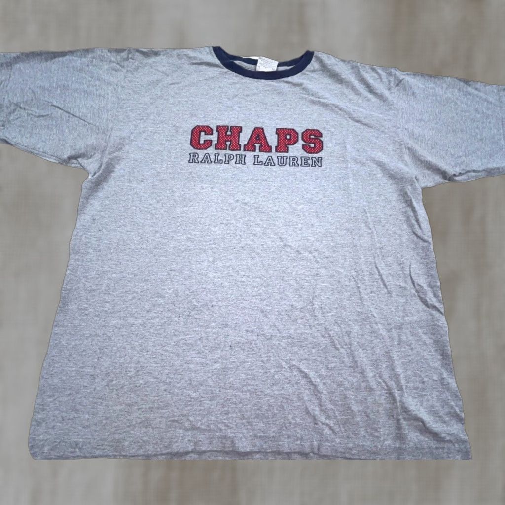 Chaps VINTAGE Chaps Ralph Lauren Shirt Men L Gray Red Tee Ringer Spell Out 90s Y2K Shirt Mens Size US L / EU 52-54 / 3 - 1 Thumbnail