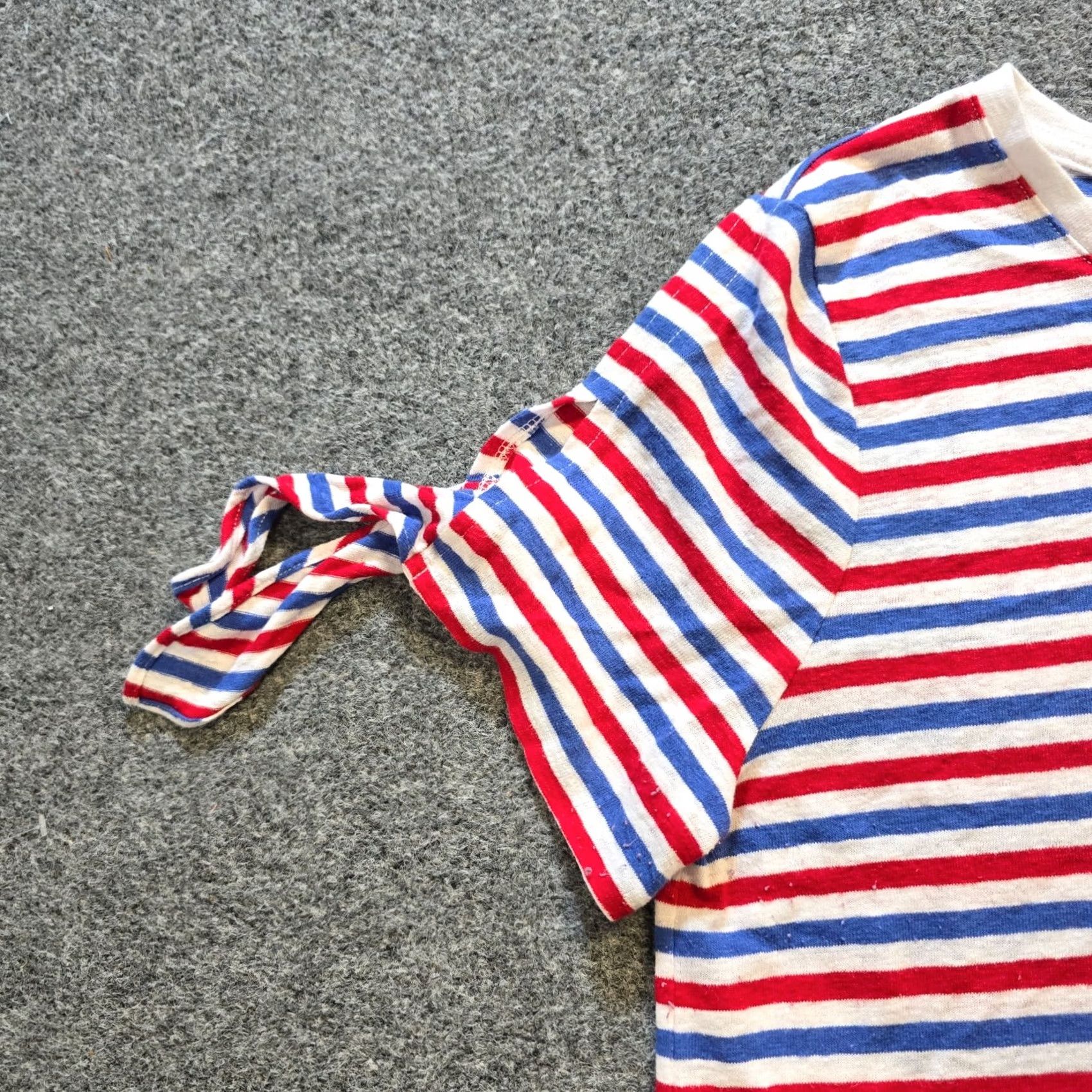 Talbots Talbots Top Womens Size Large Red Blue Stripe Linen Blend Short Sleeve Casual Shirt Size L / US 10 / IT 46 - 4 Thumbnail