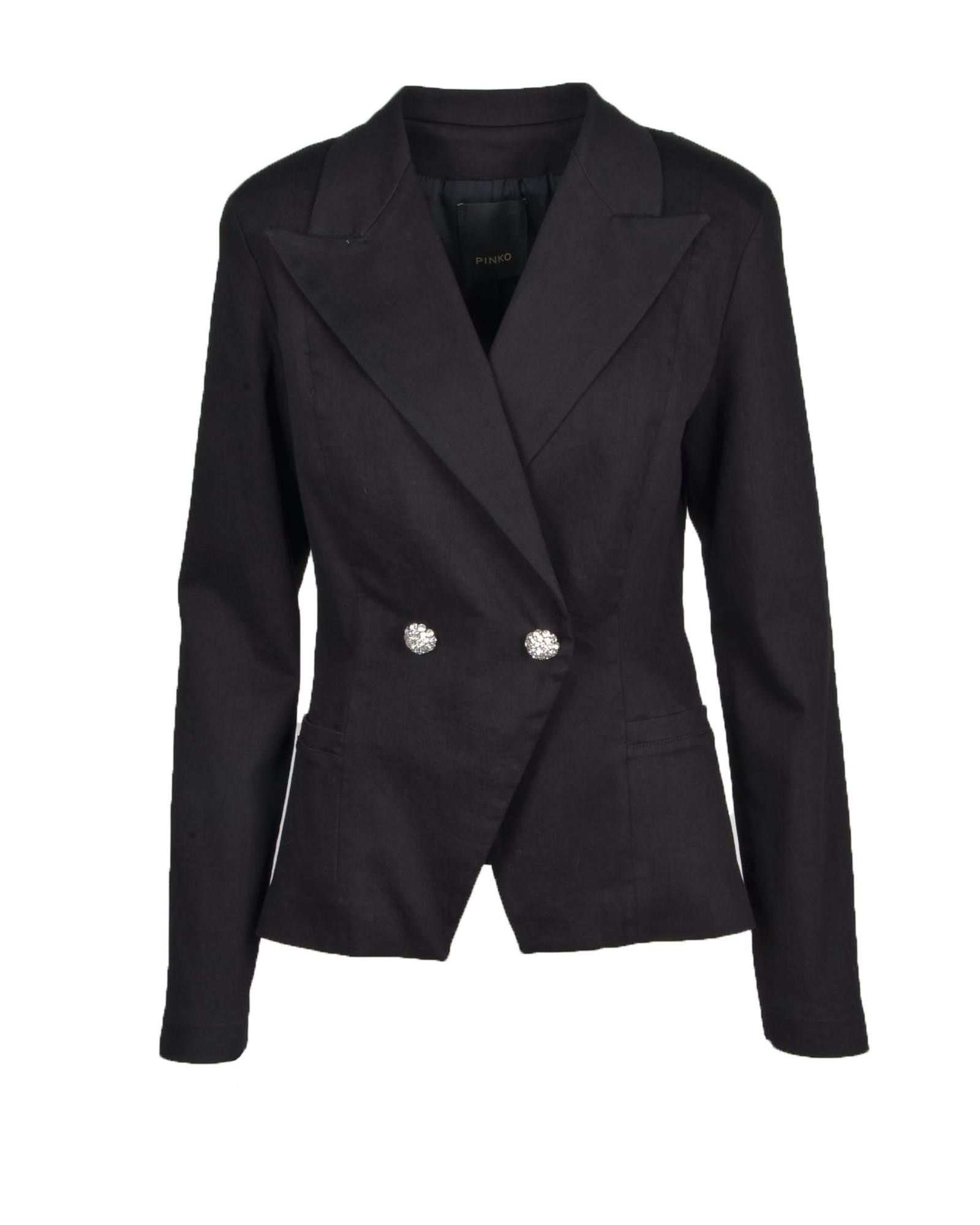 image of Pinko Button-Front Blazer With Lapel Collar in Black, Women's (Size Medium)