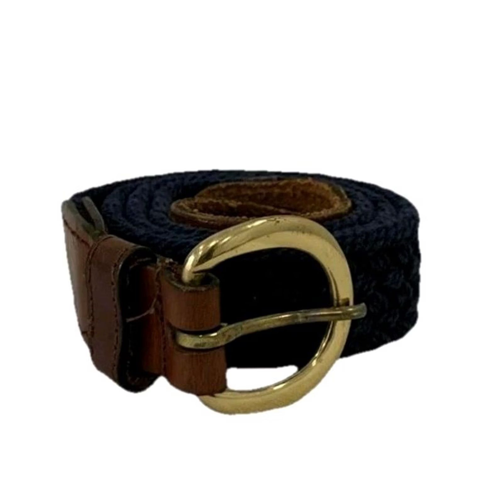 Johnston & Murphy Johnston & Murphy Men's Braided Belt Solid Brass Buckle Size 36 Leather Trim Brown Navy Size 36 - 2 Thumbnail