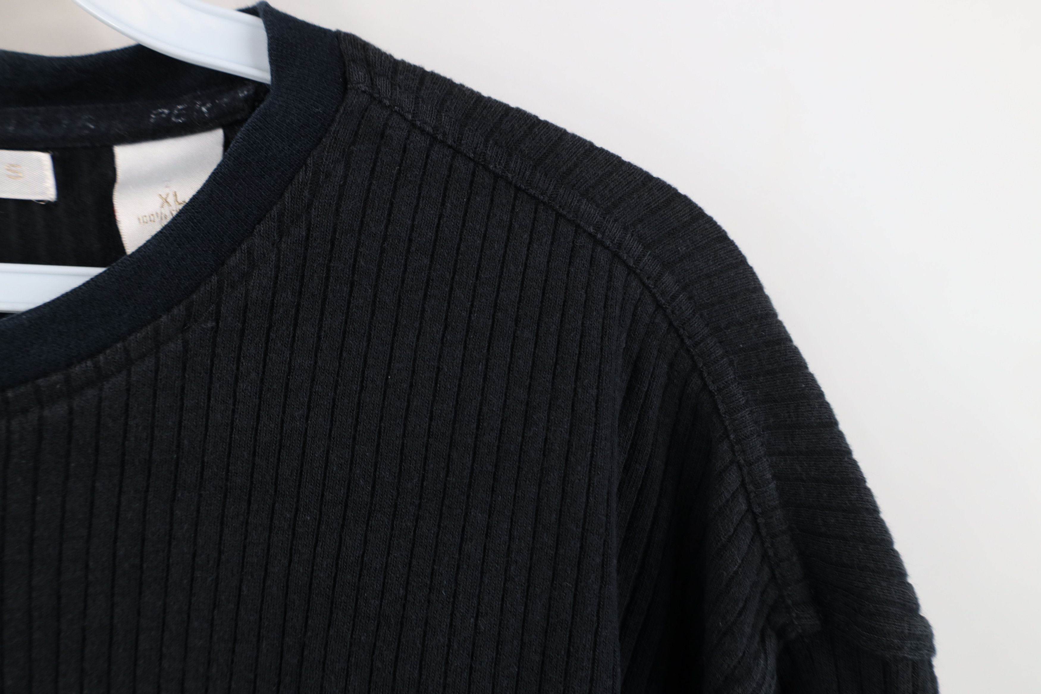 Vintage Vintage 90s Streetwear Cotton Ribbed Knit T-Shirt Black Size US XL / EU 56 / 4 - 4 Thumbnail