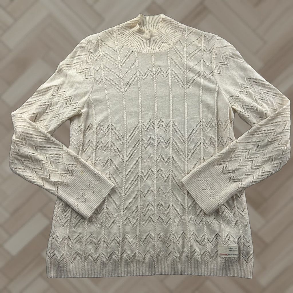 Vintage Odd Molly Cotton Mock Turtleneck Knit Top Women's 3 Ivory Knit Pullover Sweater Shirt Woolless 90s Vintage? Size XS / US 0-2 / IT 36-38 - 1 Thumbnail
