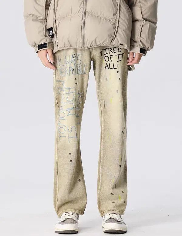 VIBE Vintage embroidered splash-ink distressed washed jeans Size US 32 / EU 48 - 1 Thumbnail