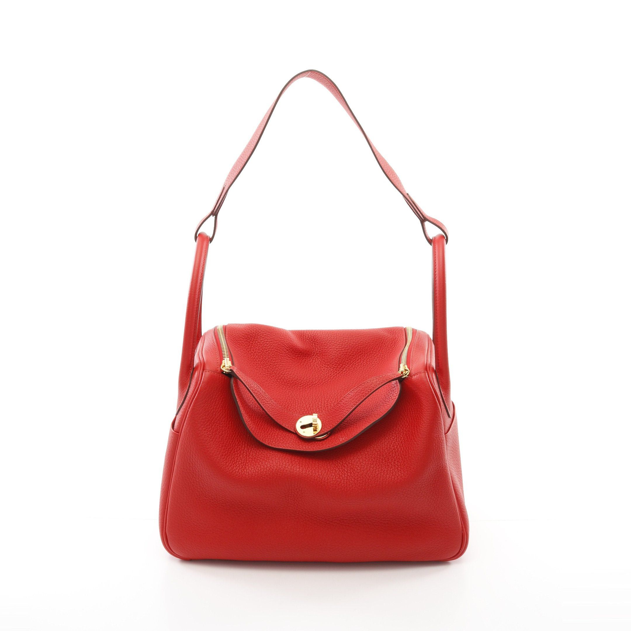 Hermes Hermes Lindy 30 Rouge Tomato Shoulder Bag Clemence Leather Red Gold Hardware Z Stamp Size ONE SIZE - 1 Thumbnail