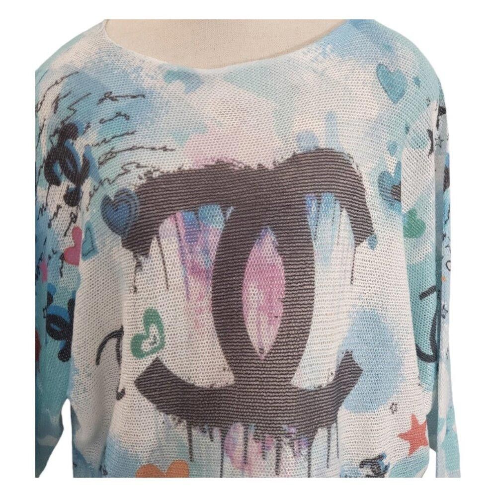 Designer CT1989 Gigi Moda Blue & White Sweater S Size S / US 4 / IT 40 - 2 Thumbnail