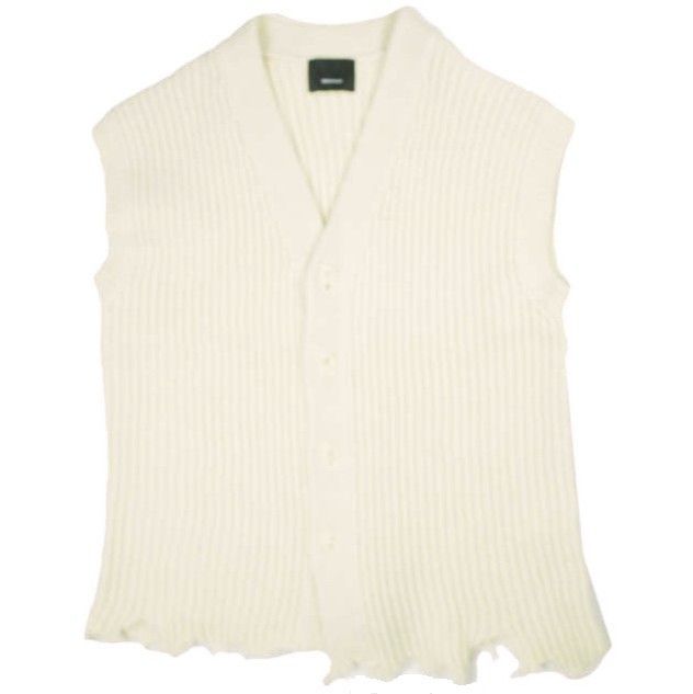 Other Other 08sircus WOOL BROKEN KNIT CARDIGAN VEST Wool Vest Textile Tops S24AW-KN05 DUTY FREE for USA Size ONE SIZE - 1 Thumbnail