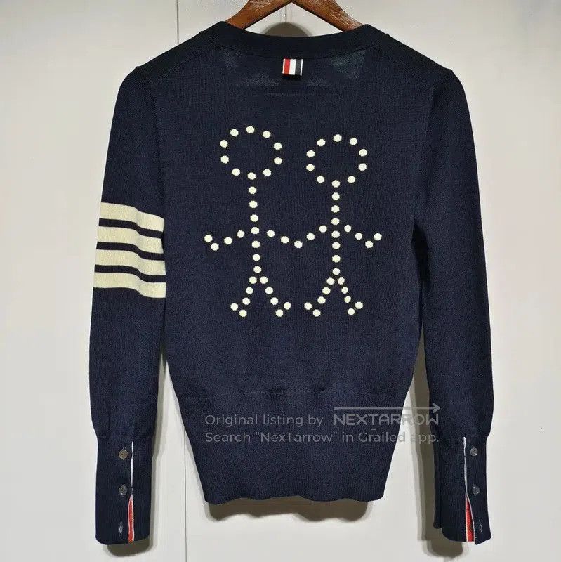 Thom Browne Thom Browne Navy Wool Cardigan with Unique Design . Size M / US 6-8 / IT 42-44 - 1 Thumbnail