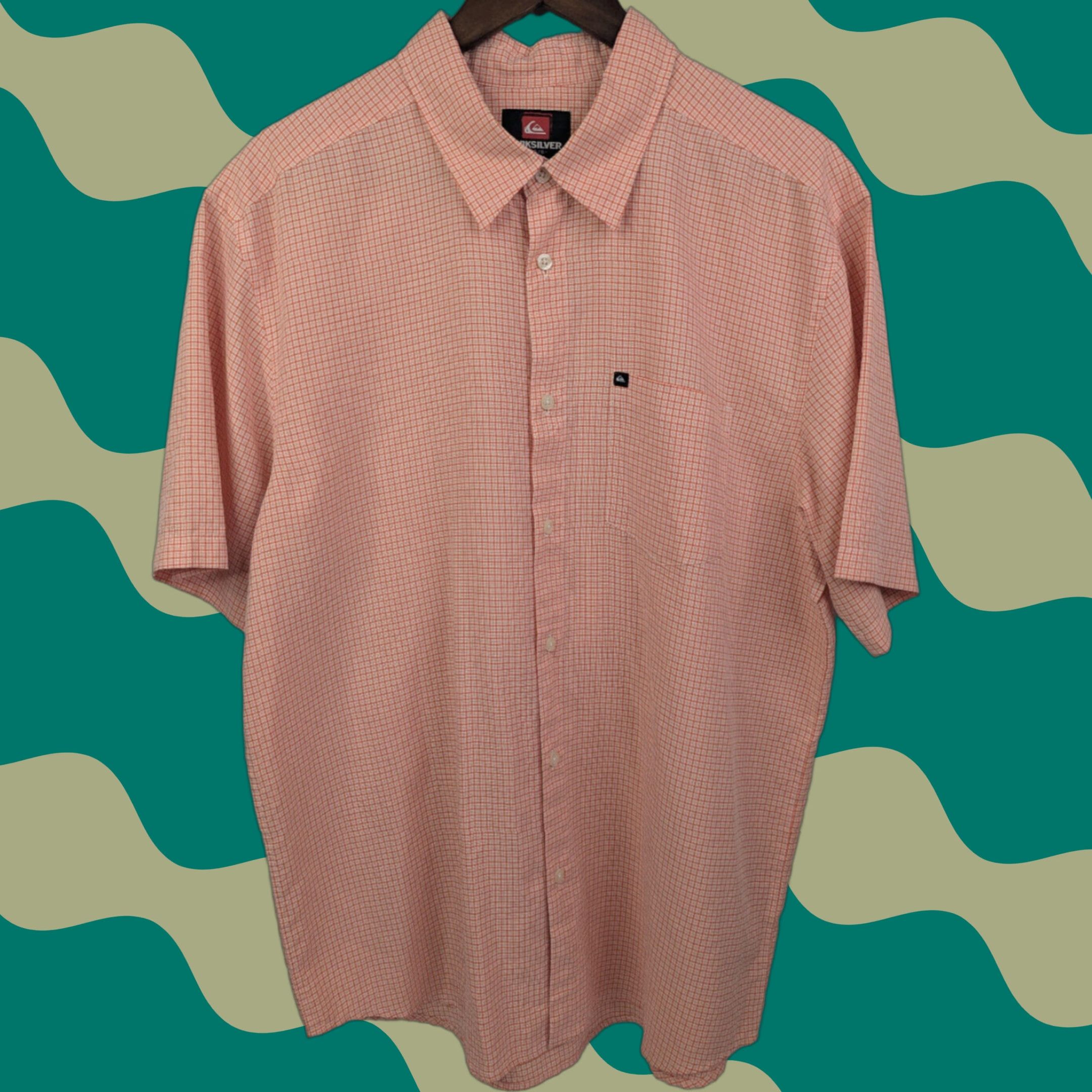 Quiksilver Quiksilver Orange Check Short Sleeve Button Up Shirt Men L Board Riding Size US L / EU 52-54 / 3 - 1 Thumbnail