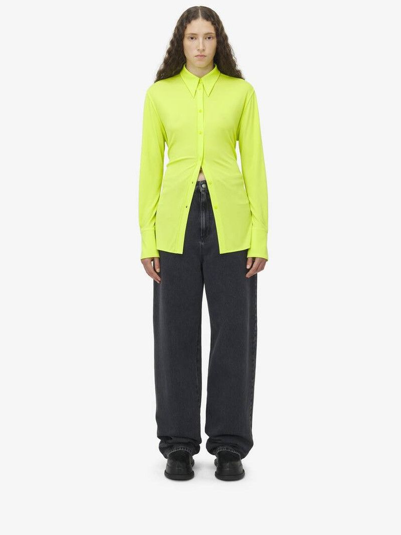 Alexander McQueen o1srvl11e0326 Fitted Shirt in Yellow Size L / US 10 / IT 46 - 2 Thumbnail