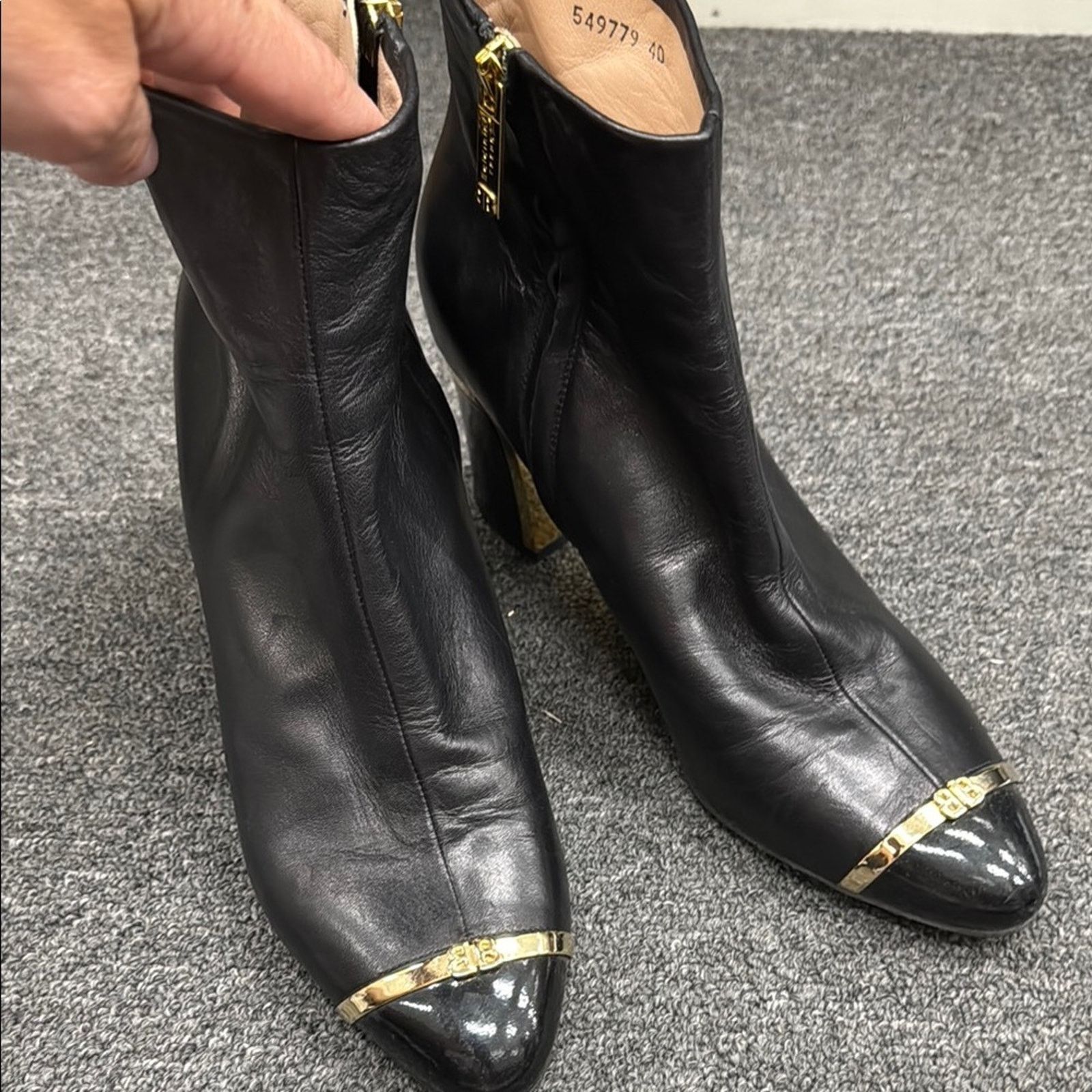 Women Baldinini Elegant Black Leather Ankle Boots US 10 EU40