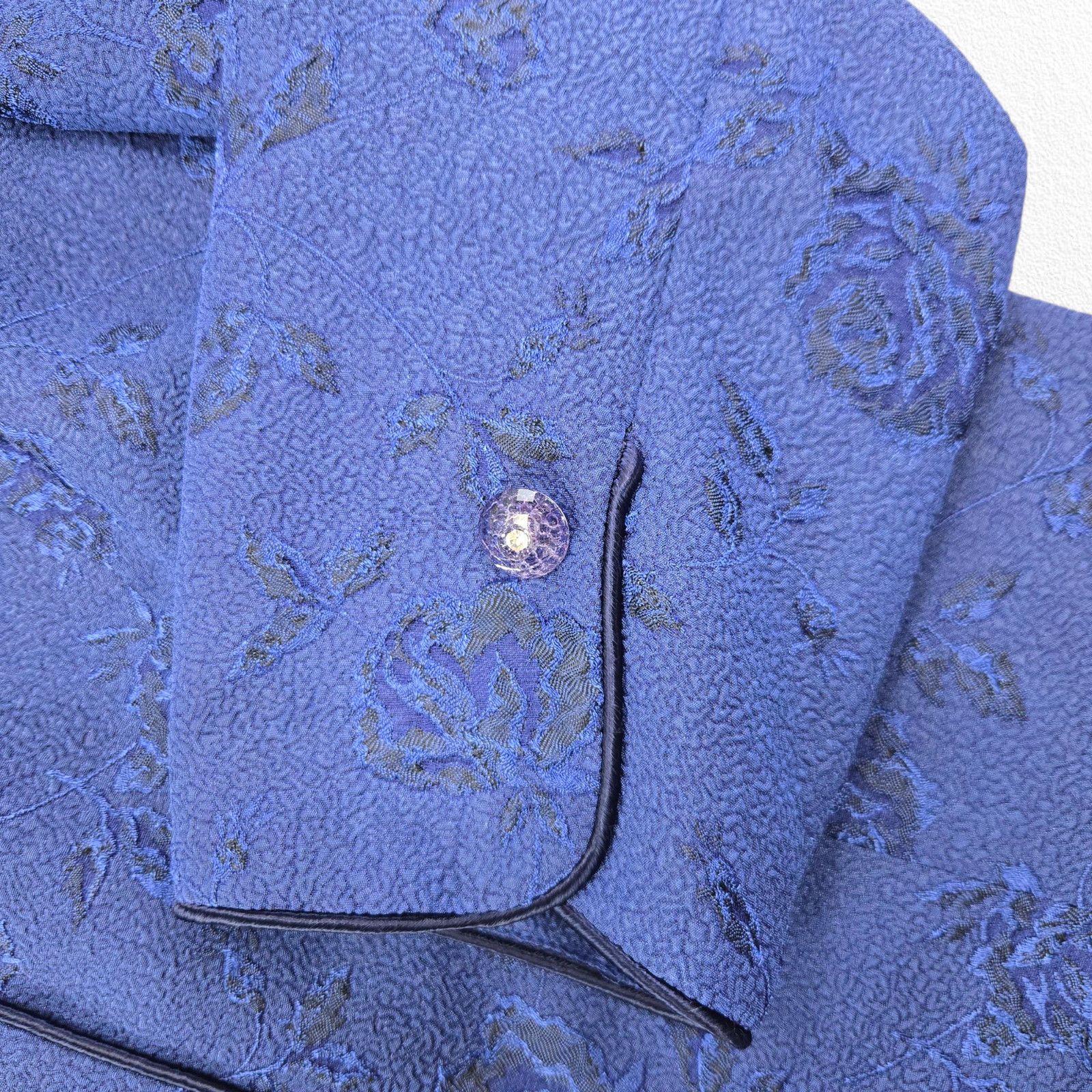 Vintage 80s Royal Blue Jacquard Skirt Suit 12P Size 34" / US 12 / IT 48 - 6 Thumbnail