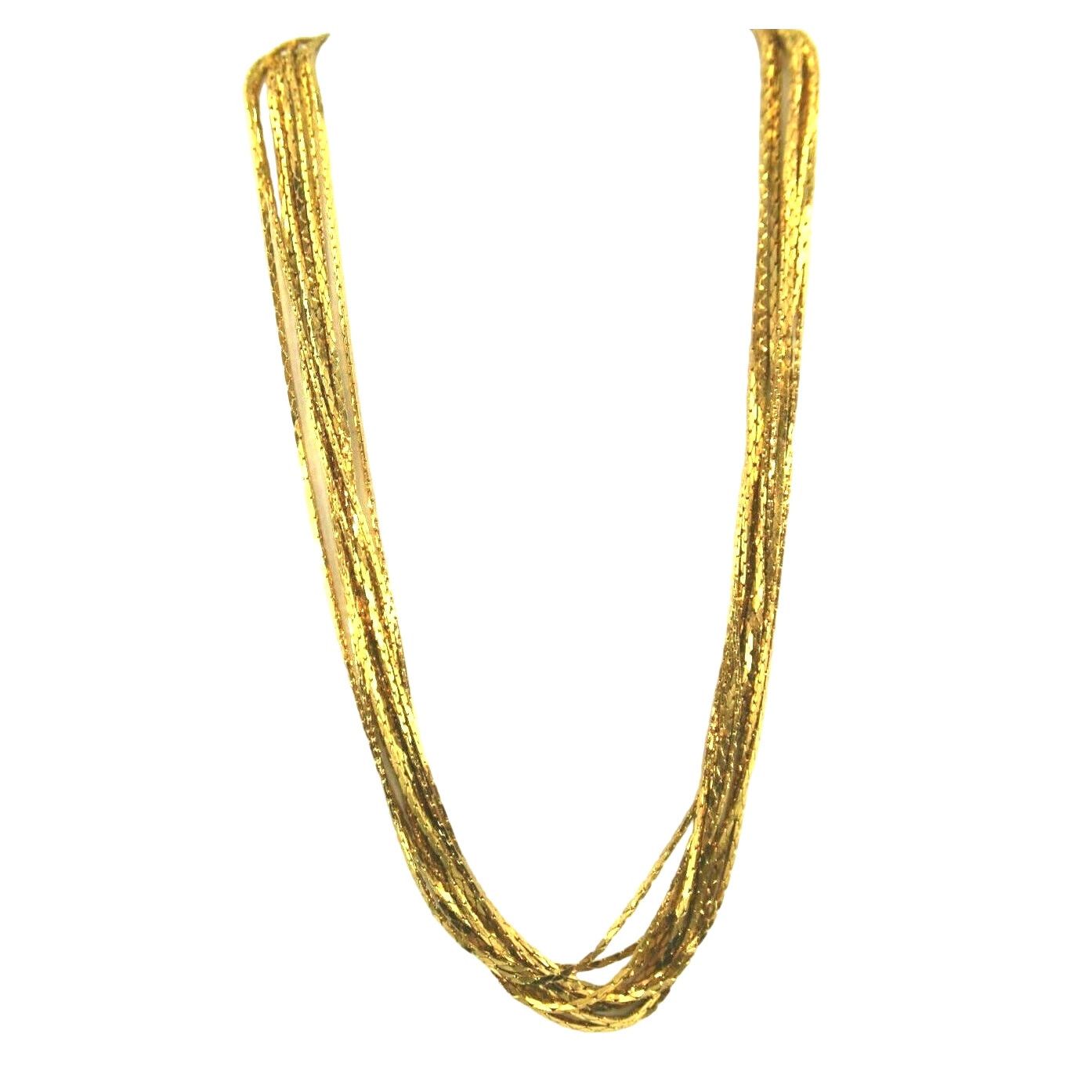 Other Yellow Goldtone Multi 10 Chain Statement Necklace 3/4" Wide Size ONE SIZE - 2 Thumbnail
