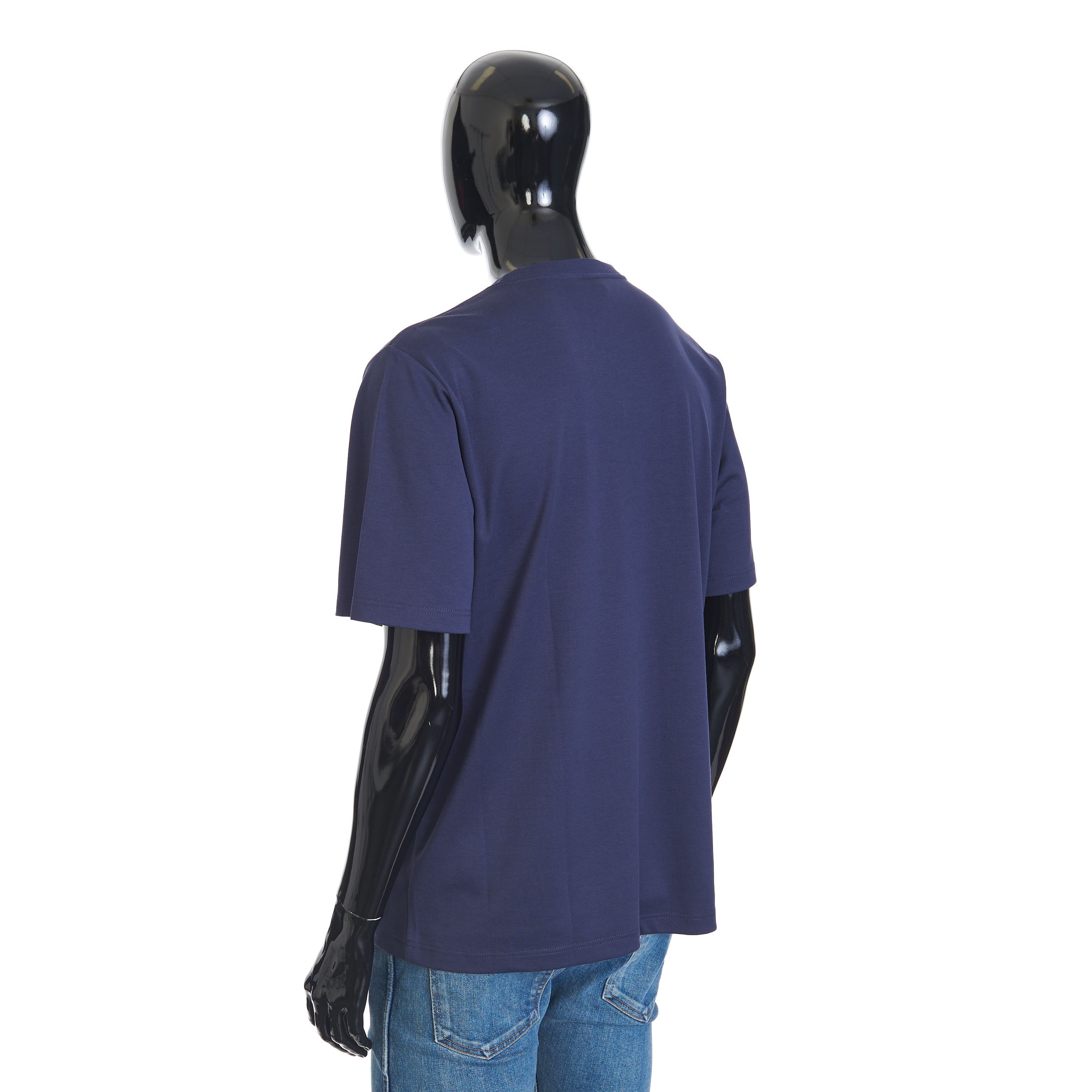 Berluti Oversized Logo Embroidery T-Shirt In Ink Blue Cotton Size US M / EU 48-50 / 2 - 4 Thumbnail