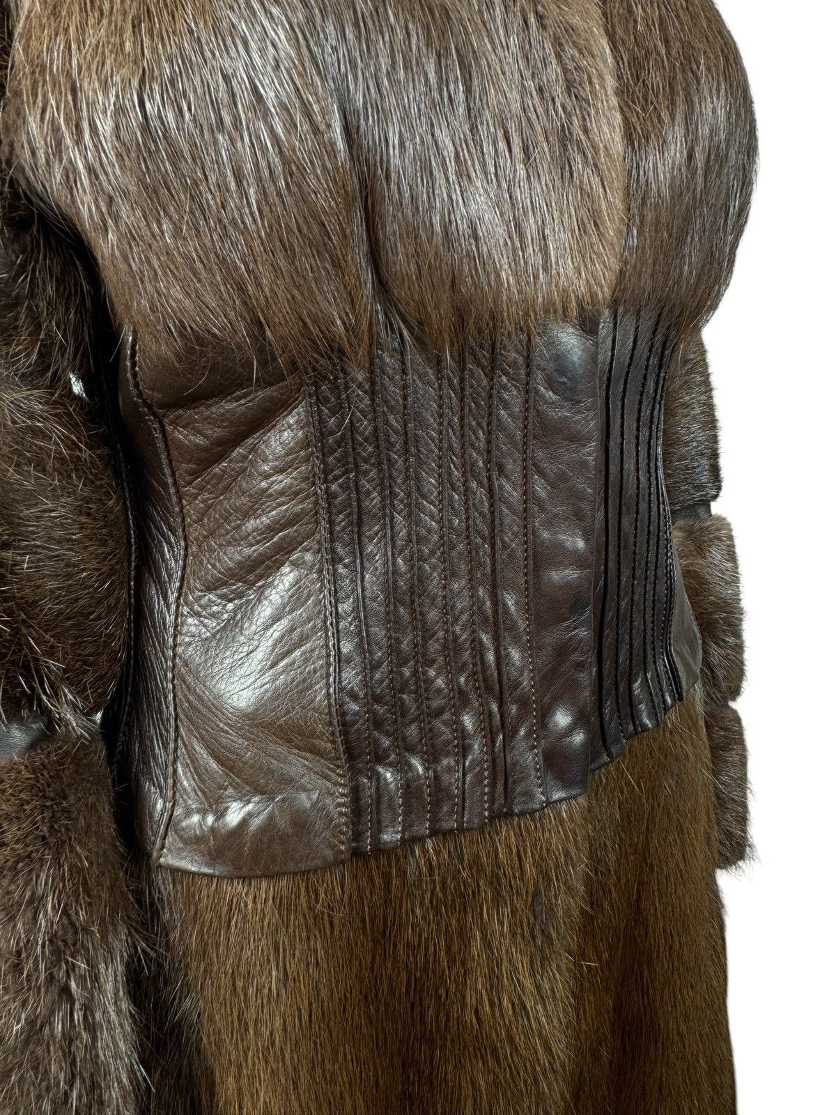 Designer × Genuine Leather Maryna Yaroslavskaya Real Fur Nutria Leather Coat size S Size S / US 4 / IT 40 - 11 Thumbnail