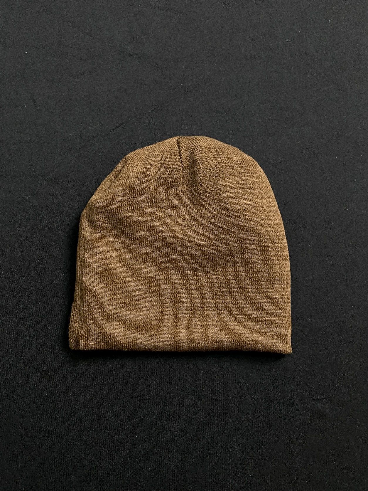 Japanese Brand Throwed Emoji Smiley Graphic No Cuff Brown Beanie Hats OS Size ONE SIZE - 6 Thumbnail