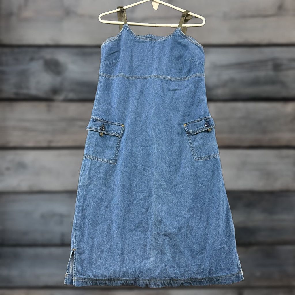 Denime VINTAGE Tower Hill Overall Dress Womens 8 Blue Denim Midi Cottagecore 90s Denim Size 30" / US 8 / IT 44 - 1 Thumbnail
