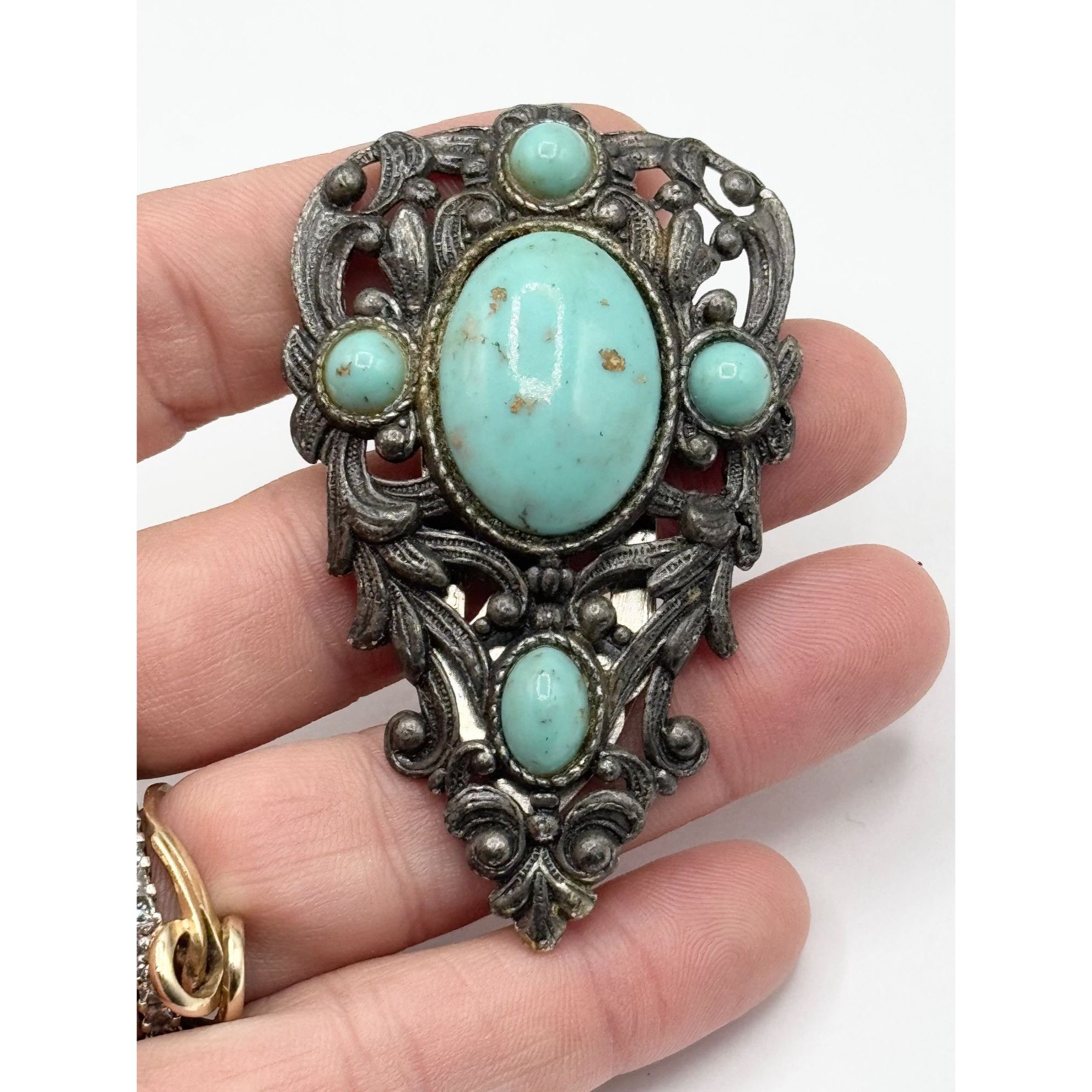 Vintage Estate blue glass vintage dress clip Size ONE SIZE - 3 Thumbnail