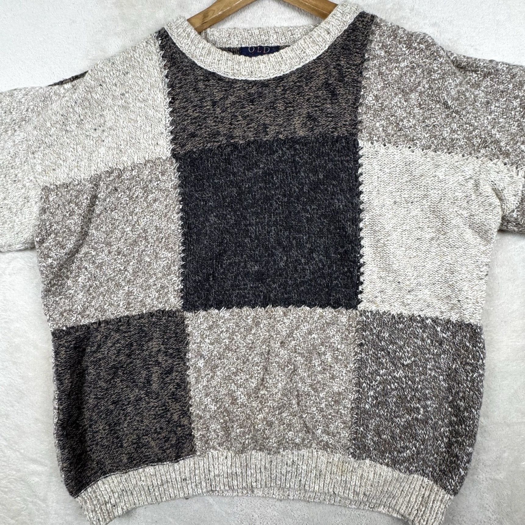 Vintage VINTAGE Old Glory Sweater Mens L Gray Patchwork Knit Wool Blend Pullover 90s Size US L / EU 52-54 / 3 - 2 Thumbnail