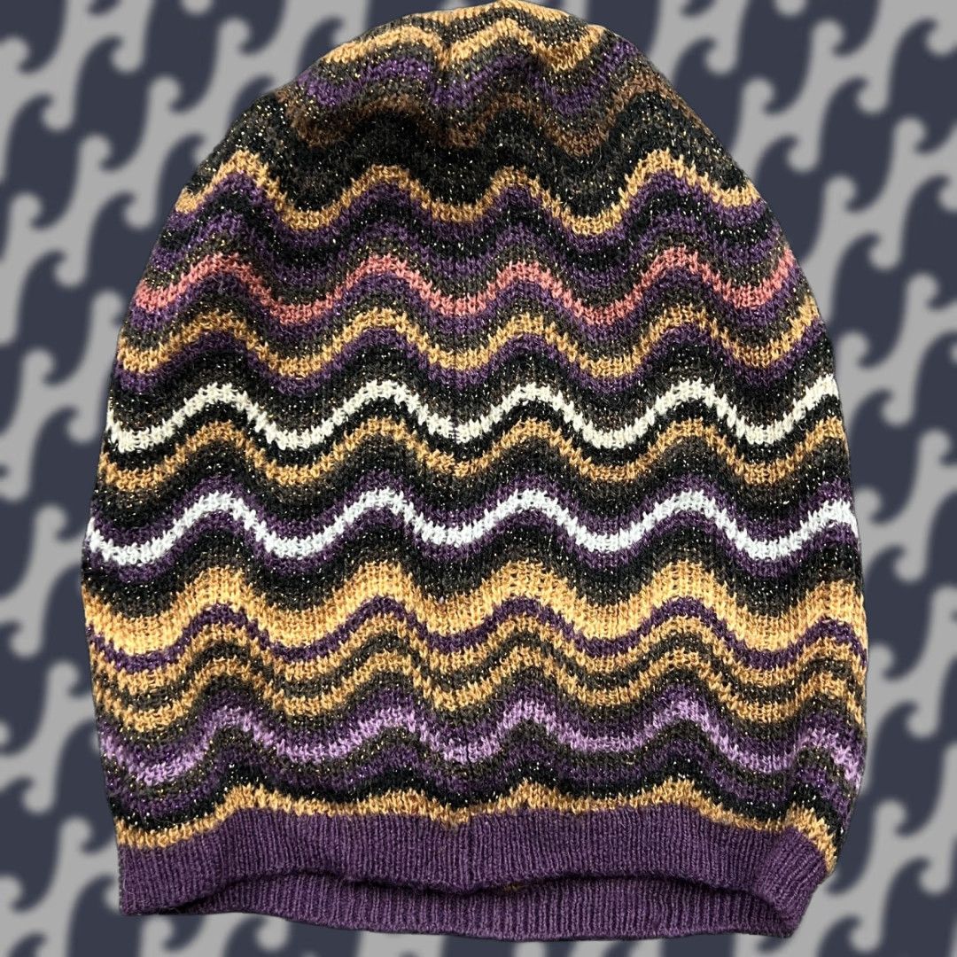 Missoni MISSONI x LINDEX Womens Beanie One Size Zig Zag Wool Blend Beanie Wool Blend Multicolor Knit Adult Womens Size ONE SIZE - 1 Thumbnail
