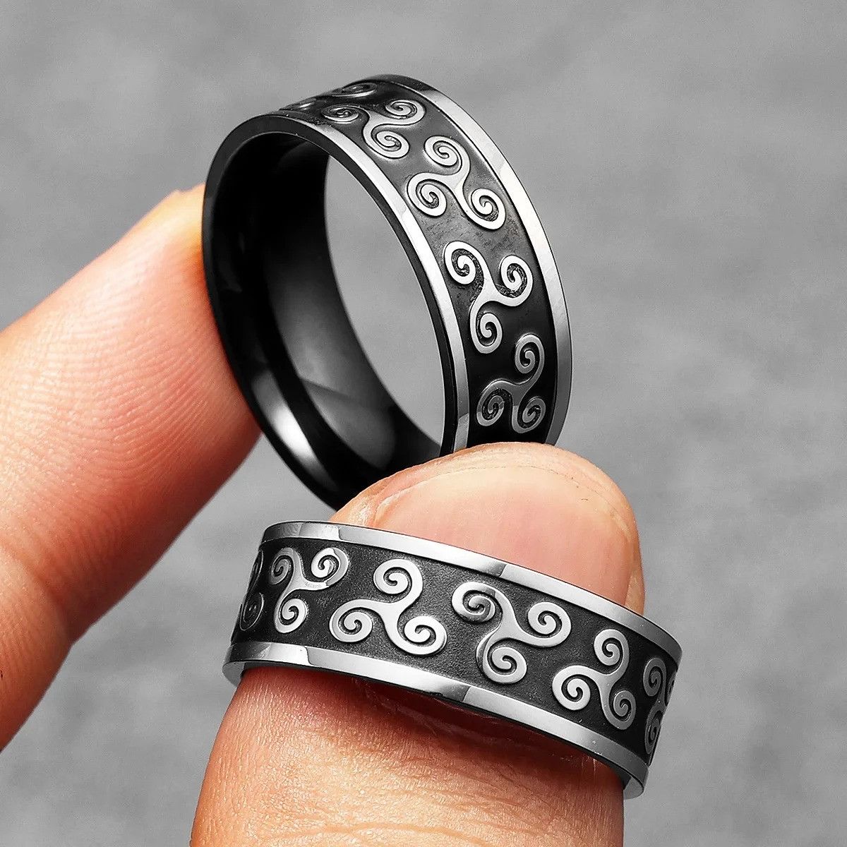 Jewelry Celtic Knot Retro Black Ring Streetwear Jewelry Fashion Gift Size ONE SIZE - 6 Thumbnail