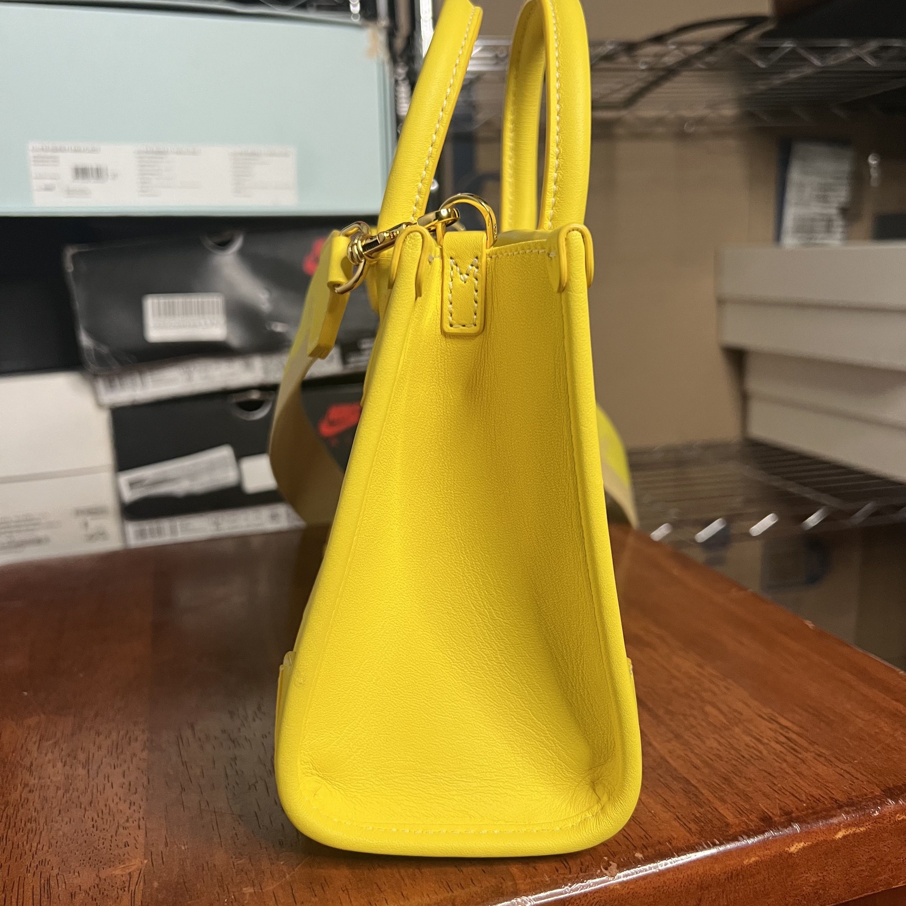 MCM MCM Mini Tonal Logo Leather Tote Bag Yellow Size ONE SIZE - 5 Thumbnail