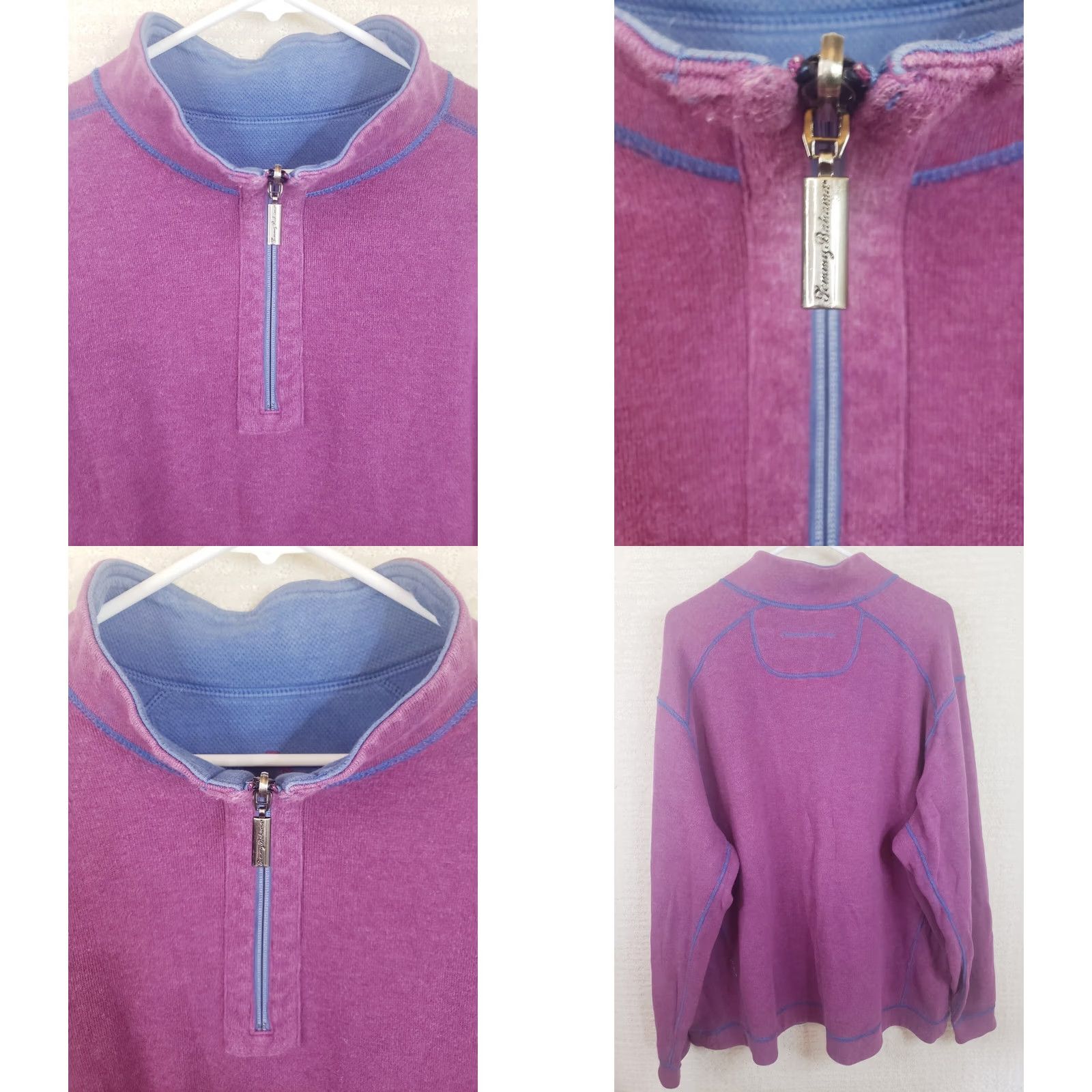 Tommy Bahama Tommy Bahama Sweater Mens XXL 2XL Reversible Quarter Zip Cadet Blue Purple Size US XXL / EU 58 / 5 - 9 Thumbnail