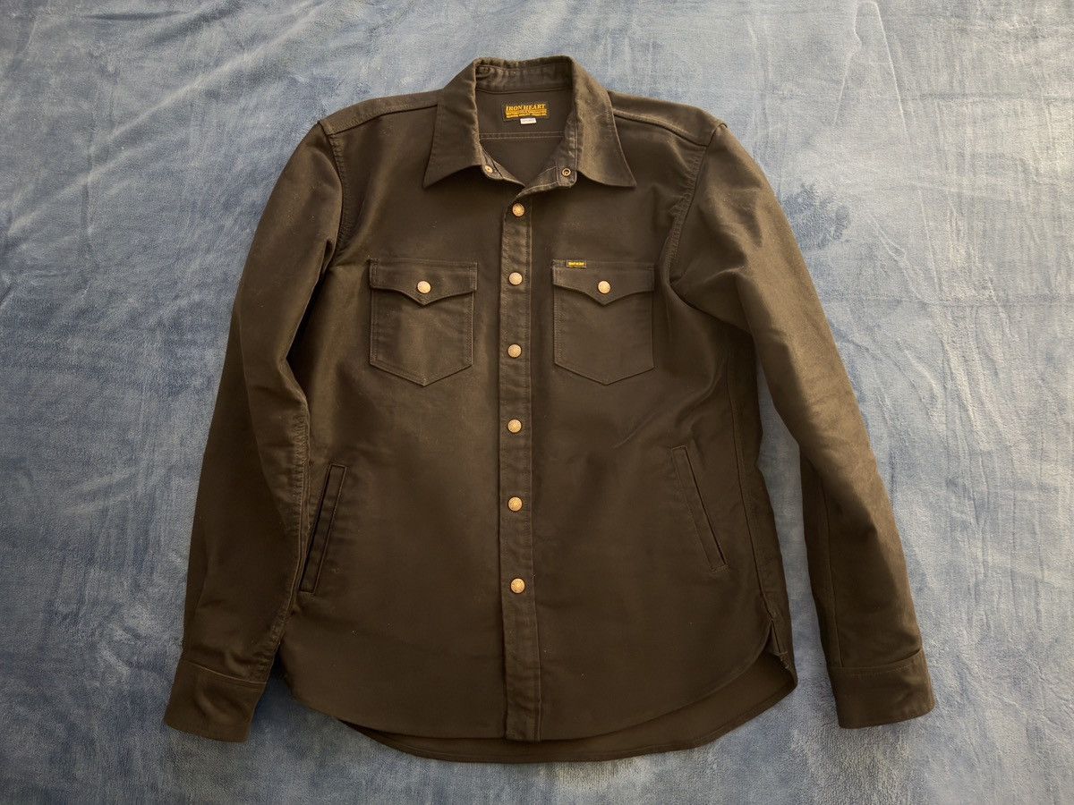 IRON HEART HEAVY MOLESKIN CPO OVERSHIRT - BLACK