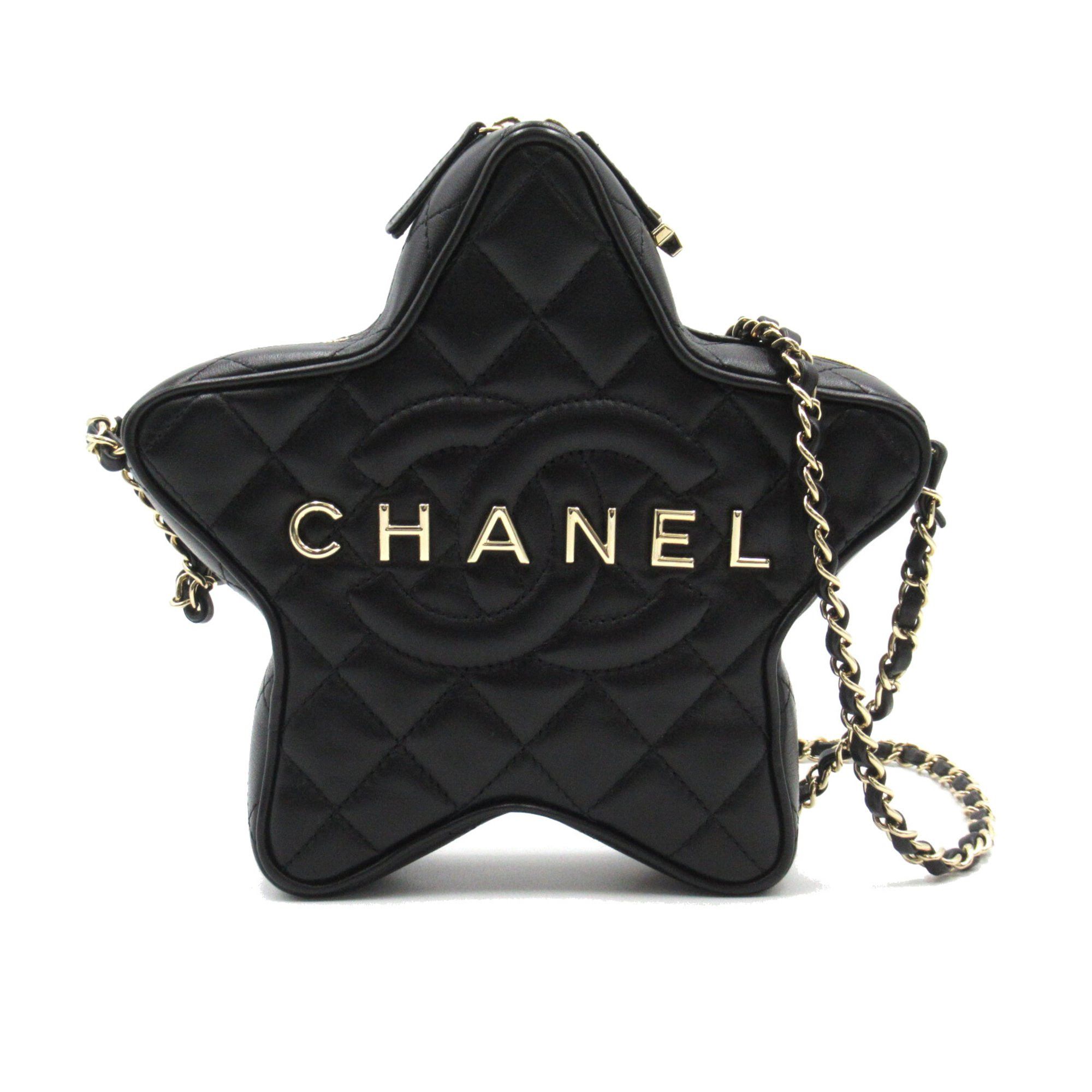 image of Chanel Star Chainshoulder Black Lambskin (Sheep Leather) As4579, Women's