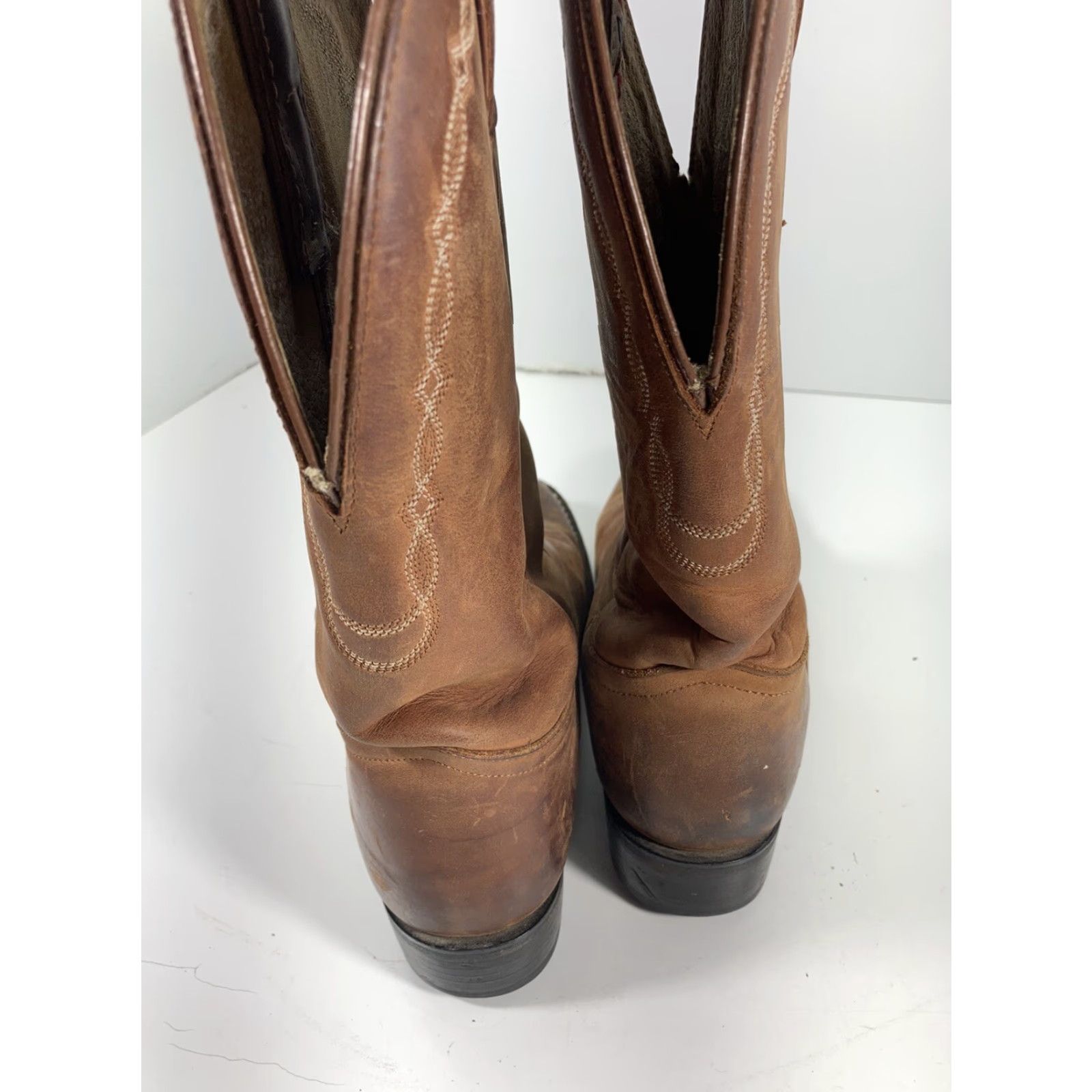 Tony Lama VINTAGE Tony Lama Boots Women 7.5 B Brown Leather 12 Inch Western Rodeo Style 1750 Womens Size US 8 / IT 38 - 6 Thumbnail