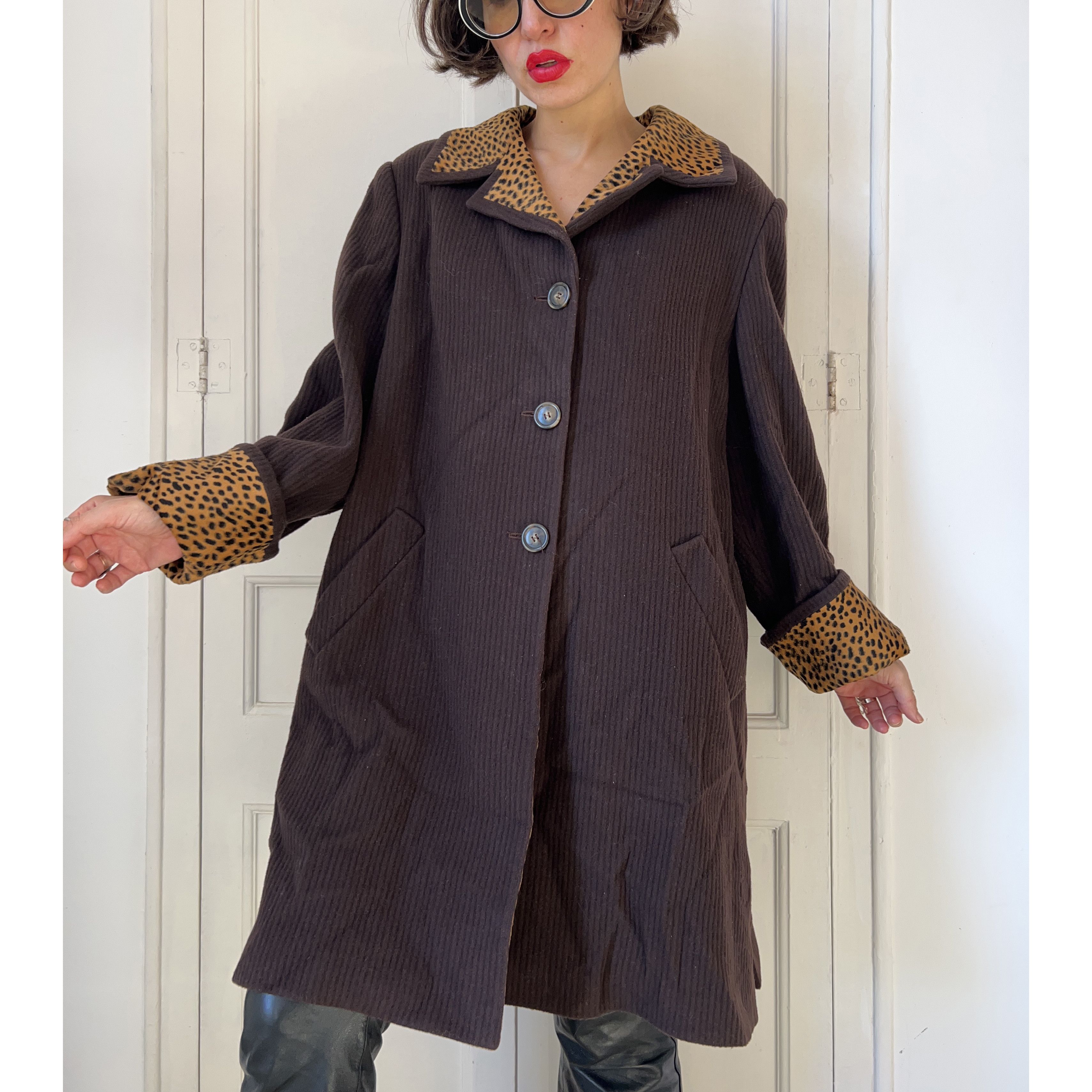 Vintage Vintage Brown Corduroy Wool Coat Size XL / US 12-14 / IT 48-50 - 6 Thumbnail