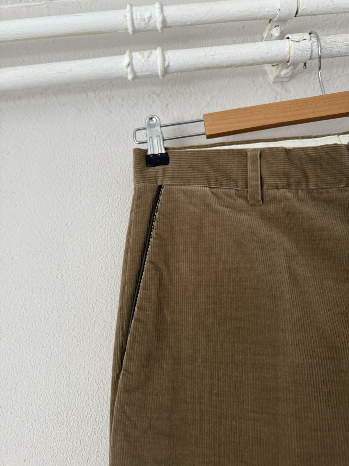 Hermes Hermès Brown Corduroy Trousers with Leather Details Size US 33 - 6 Thumbnail