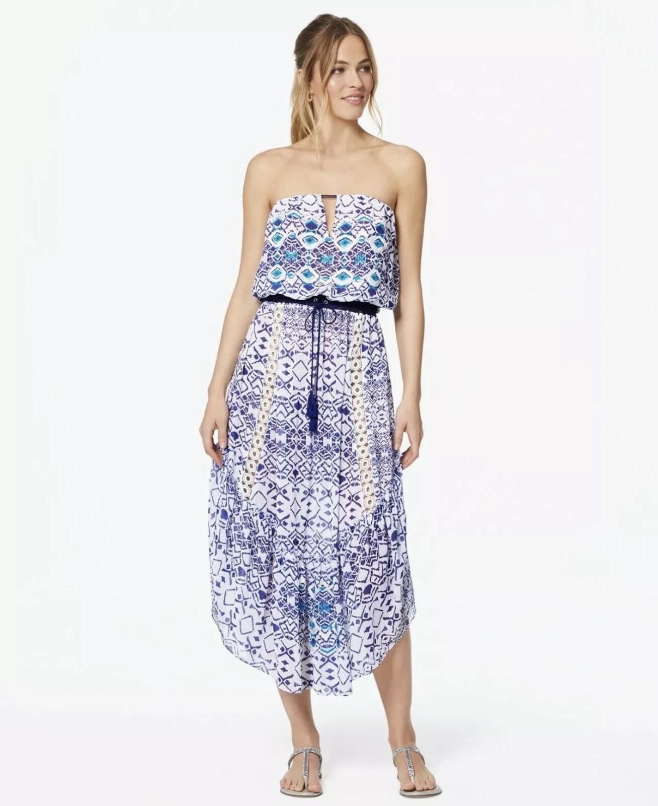 Ramy Brook Ramy Brook Blue/White Luana Marina Midi Cover Up Dress Size M / US 6-8 / IT 42-44 - 1 Thumbnail