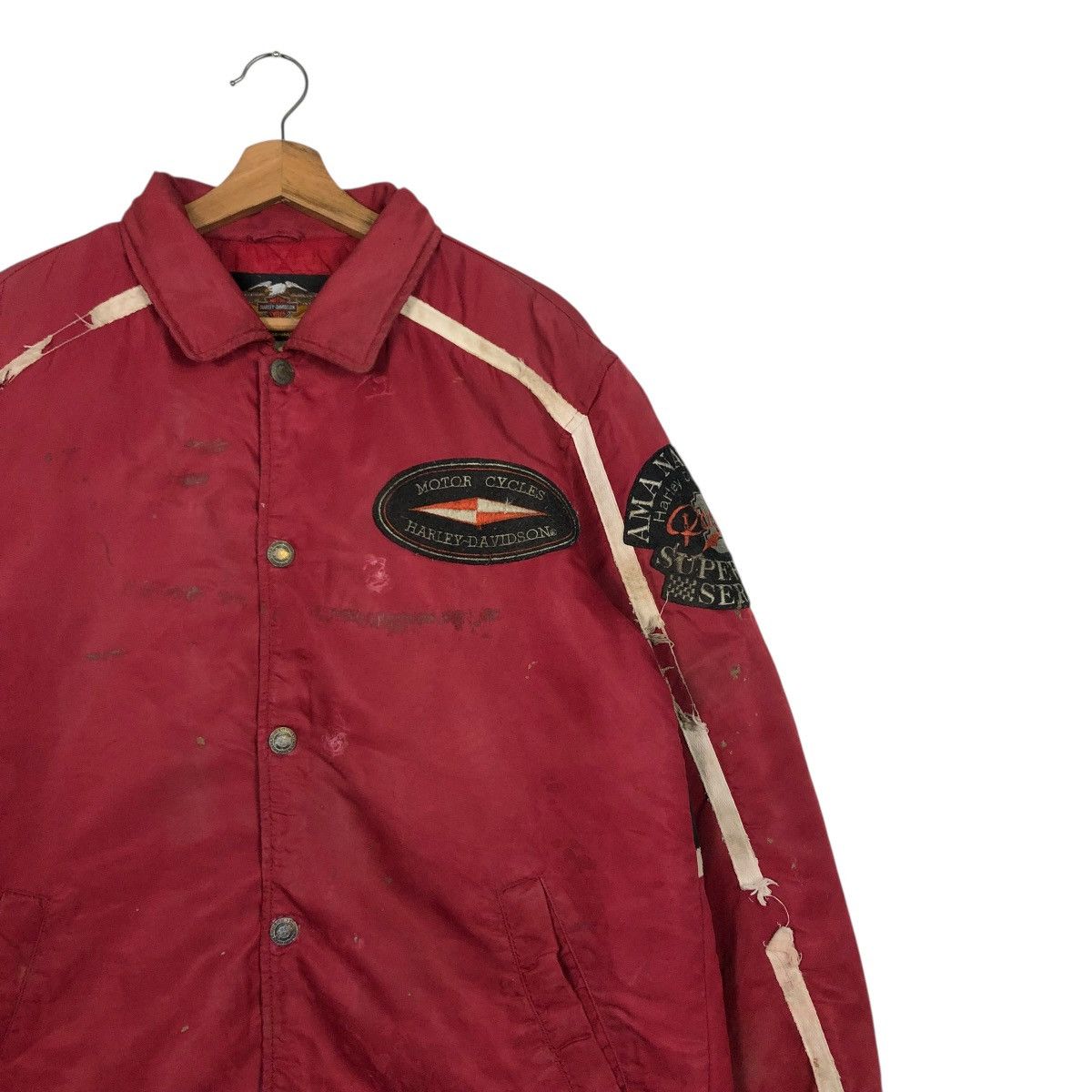 Harley Davidson 🔥VINTAGE BOMBER BIKER JACKET MOTORCYCLE HARLEY DAVIDSON LOGO Size US L / EU 52-54 / 3 - 8 Thumbnail