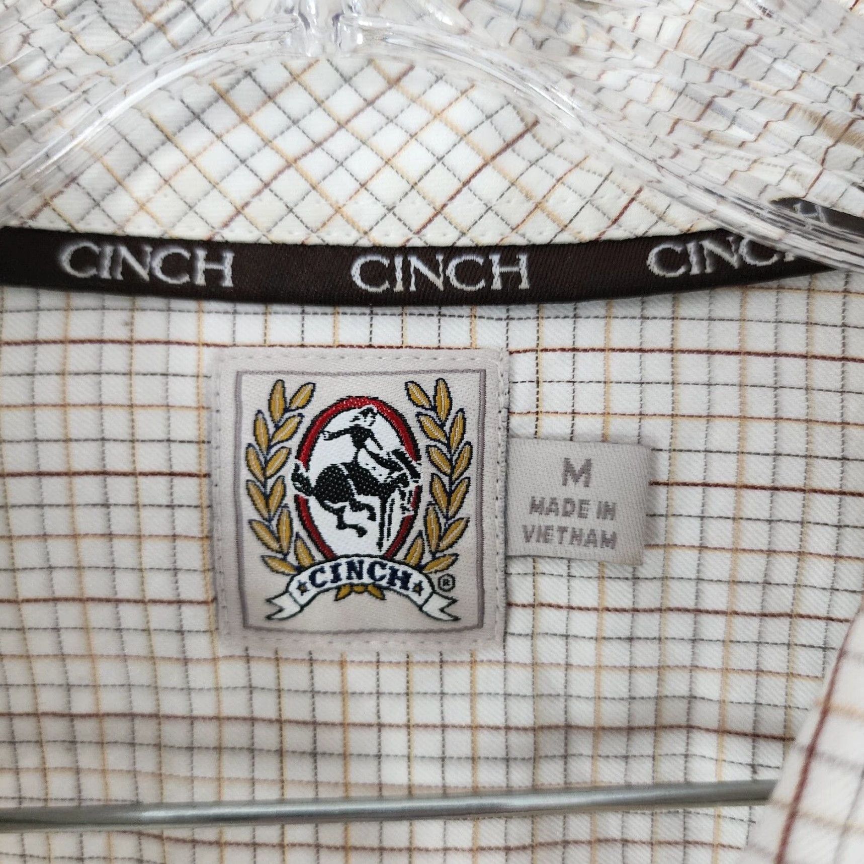 Vintage Cinch Beige Plaid Long Sleeve Button-Up Shirt Adult Medium Mens Size US M / EU 48-50 / 2 - 4 Thumbnail