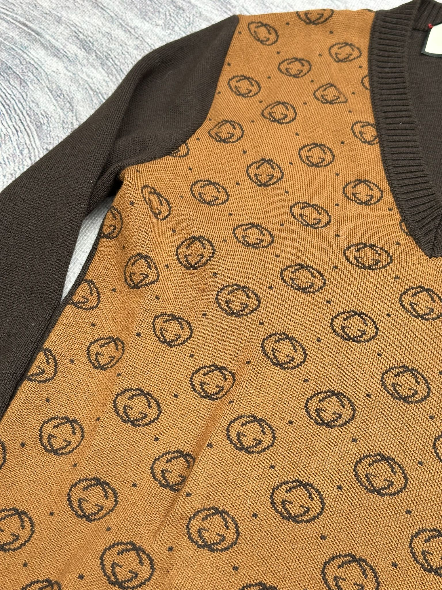 Gucci Gucci Dapper Dan Cardigan Interlocking G Logo Brown Wool Size US M / EU 48-50 / 2 - 5 Thumbnail