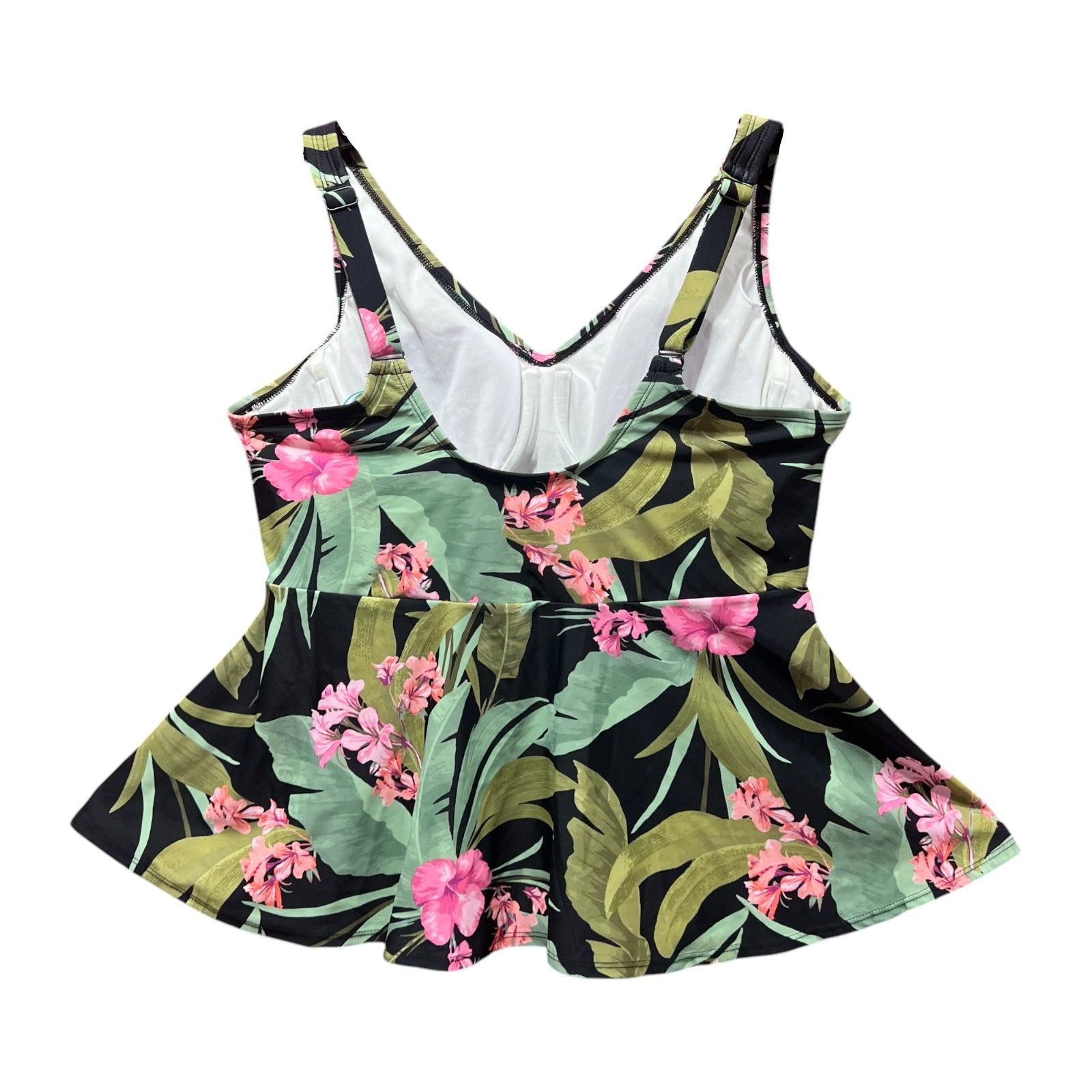 Other Kona Sol - Women's V-Neck Underwire Tankini Top - Green /Bla Size ONE SIZE - 4 Thumbnail