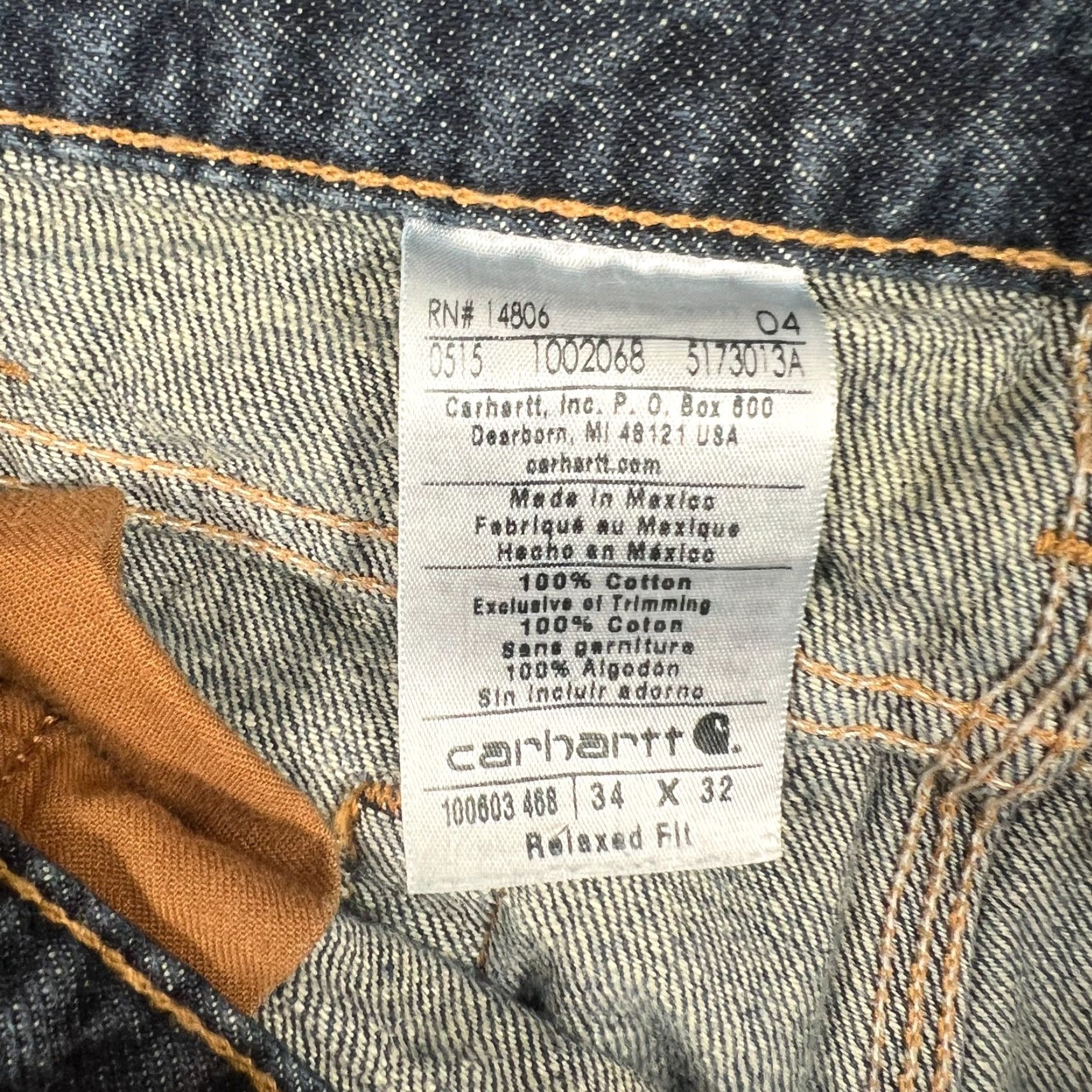 Carhartt VINTAGE Carhartt Mens Jeans 34x32 Relaxed Fit Dark Blue Cotton Denim Workwear Size US 34 / EU 50 - 6 Thumbnail