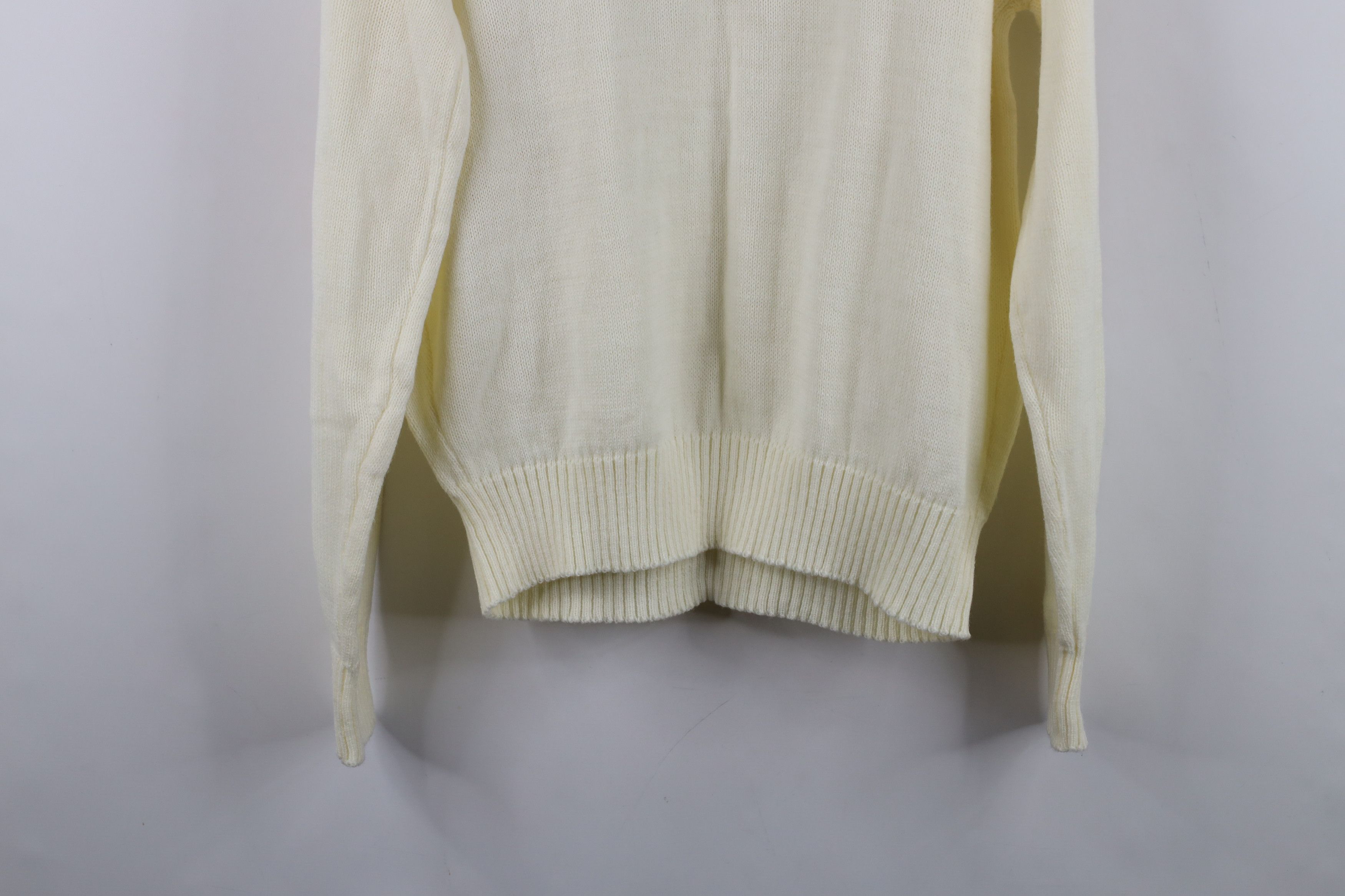 Vintage Vintage 70s Streetwear Cable Knit Crewneck Sweater Cream Size L / US 10 / IT 46 - 10 Thumbnail