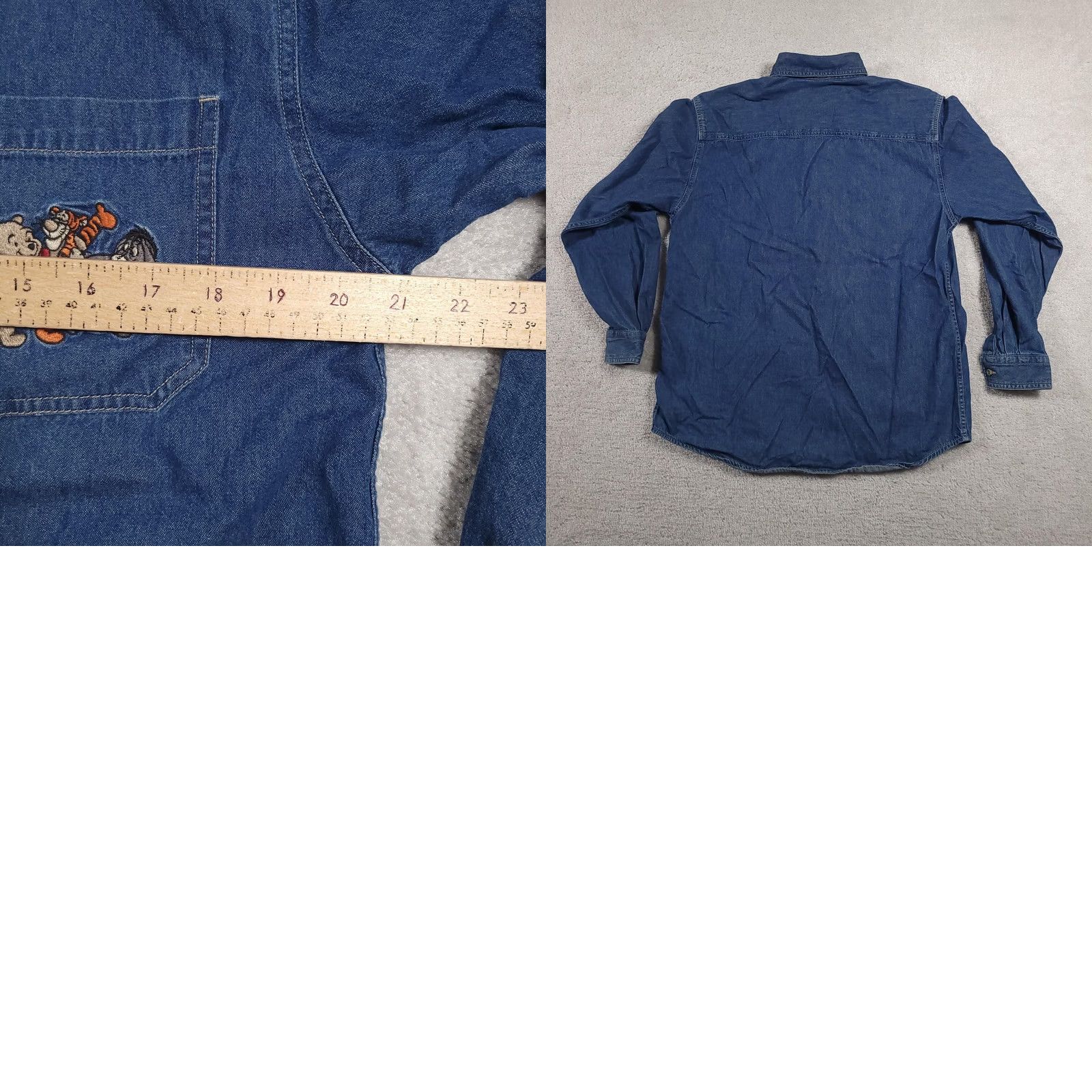 Disney VINTAGE Disney Shirt Mens Small Blue Denim Winnie the Pooh Tigger Eeyore 90s Size US S / EU 44-46 / 1 - 9 Thumbnail