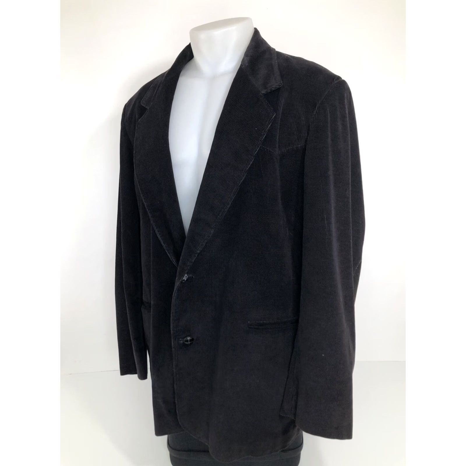Vintage Pioneer Wear Corduroy Mens Jacket Blazer Western Elbow Patch 48 Black Vintage JE Size 48R - 3 Thumbnail