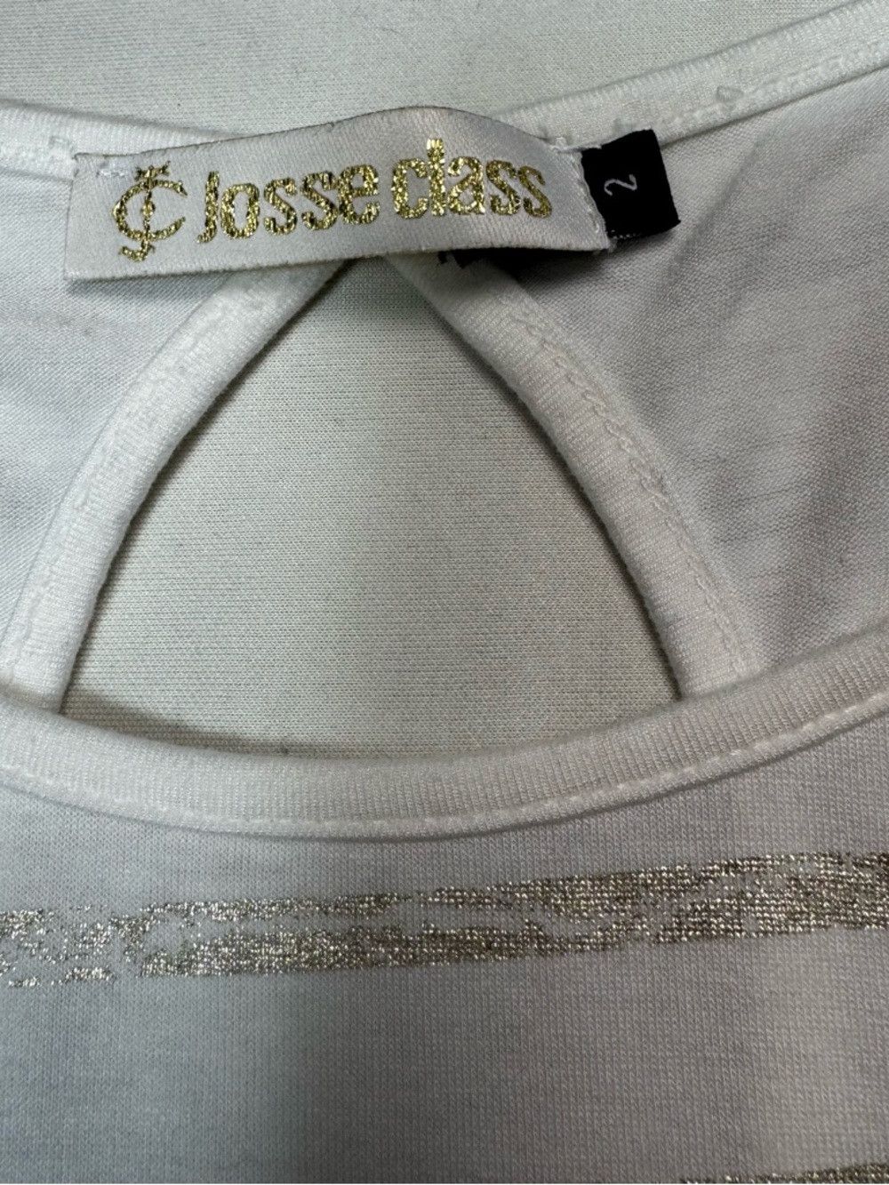 Other Josse Class Relaxed White Tee with Metallic Gold Stripes Si Size L / US 10 / IT 46 - 5 Thumbnail