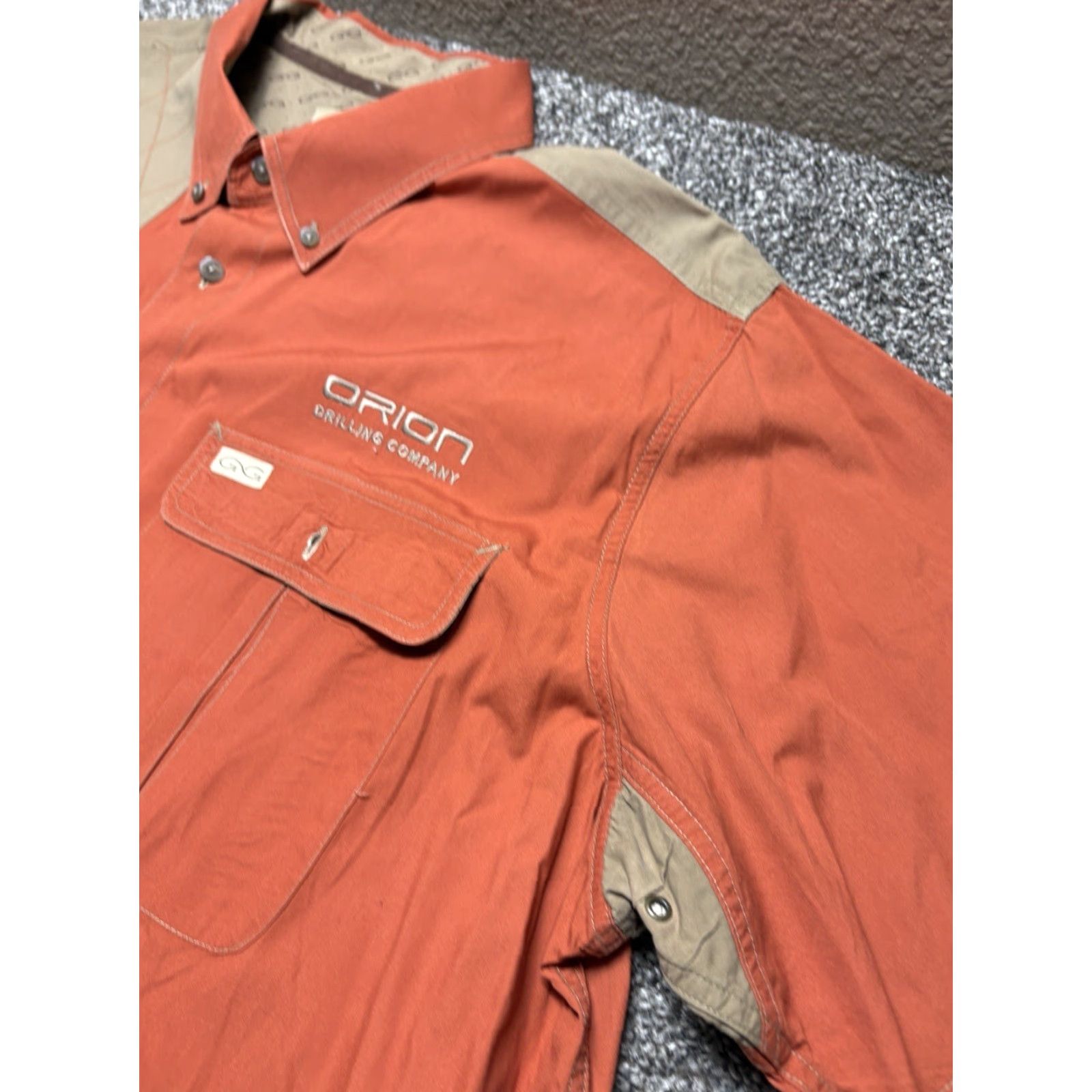 Vintage Game Guard Shirt Mens XL Orange Short Sleeve Button-Up Padded Shoulder Patch Pocket Outdoor Casual Workwear Size US XL / EU 56 / 4 - 6 Thumbnail
