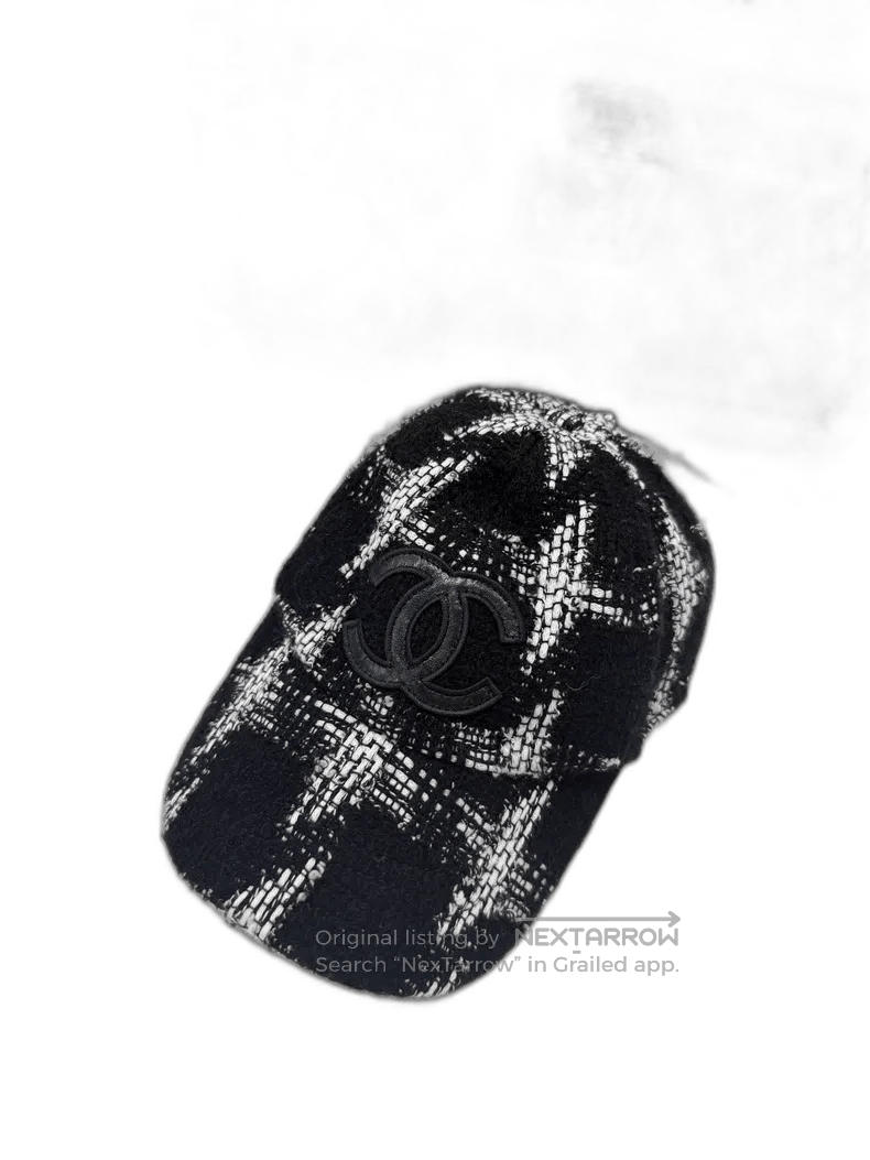 Chanel Tweed Logo Baseball Cap.
